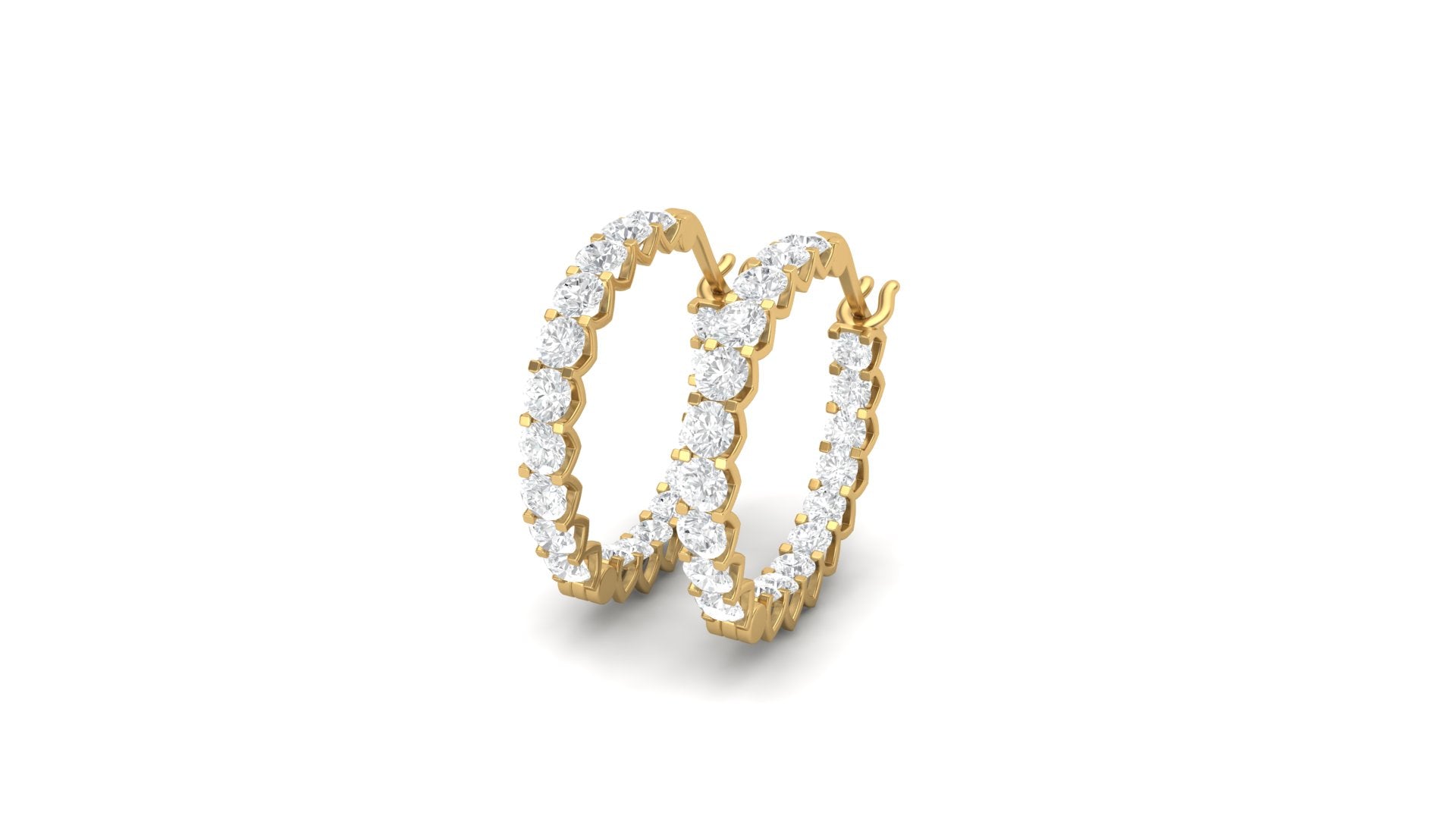 Moissanite Eternity Hoop Earrings - 14K Yellow Gold