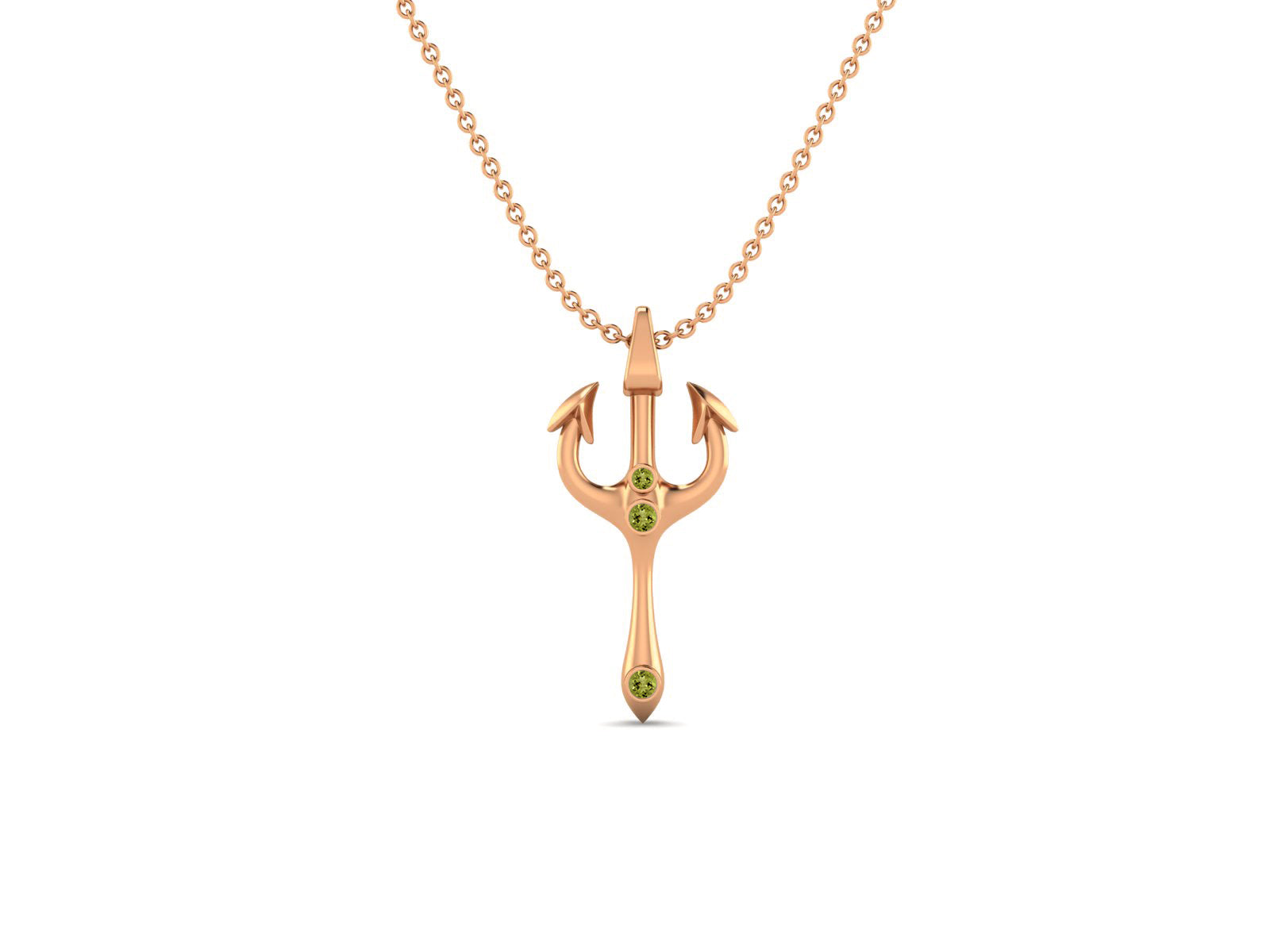 Peridot Spiritual Trishul Necklace – Sterling Silver