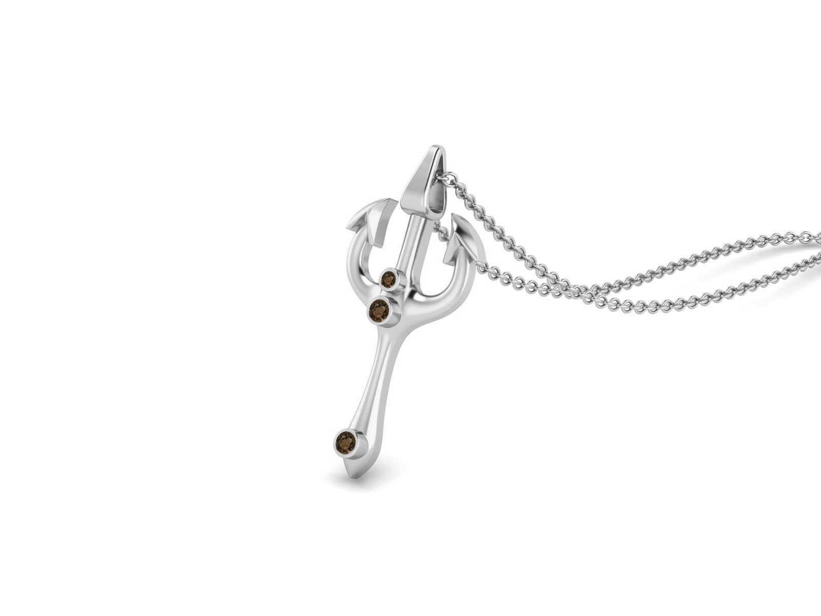 Smoky Quartz Spiritual Trishul Necklace – 925 Sterling Silver