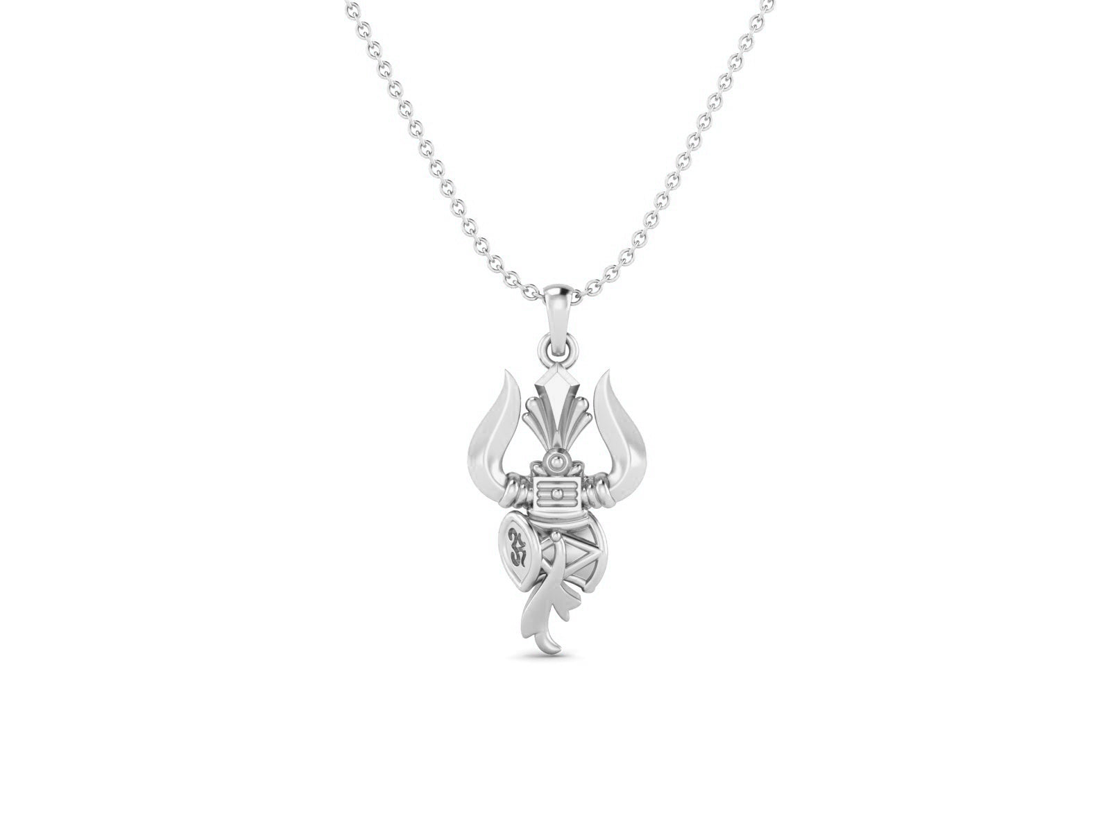 925 Sterling Silver Trishul Hindu Religious Necklace