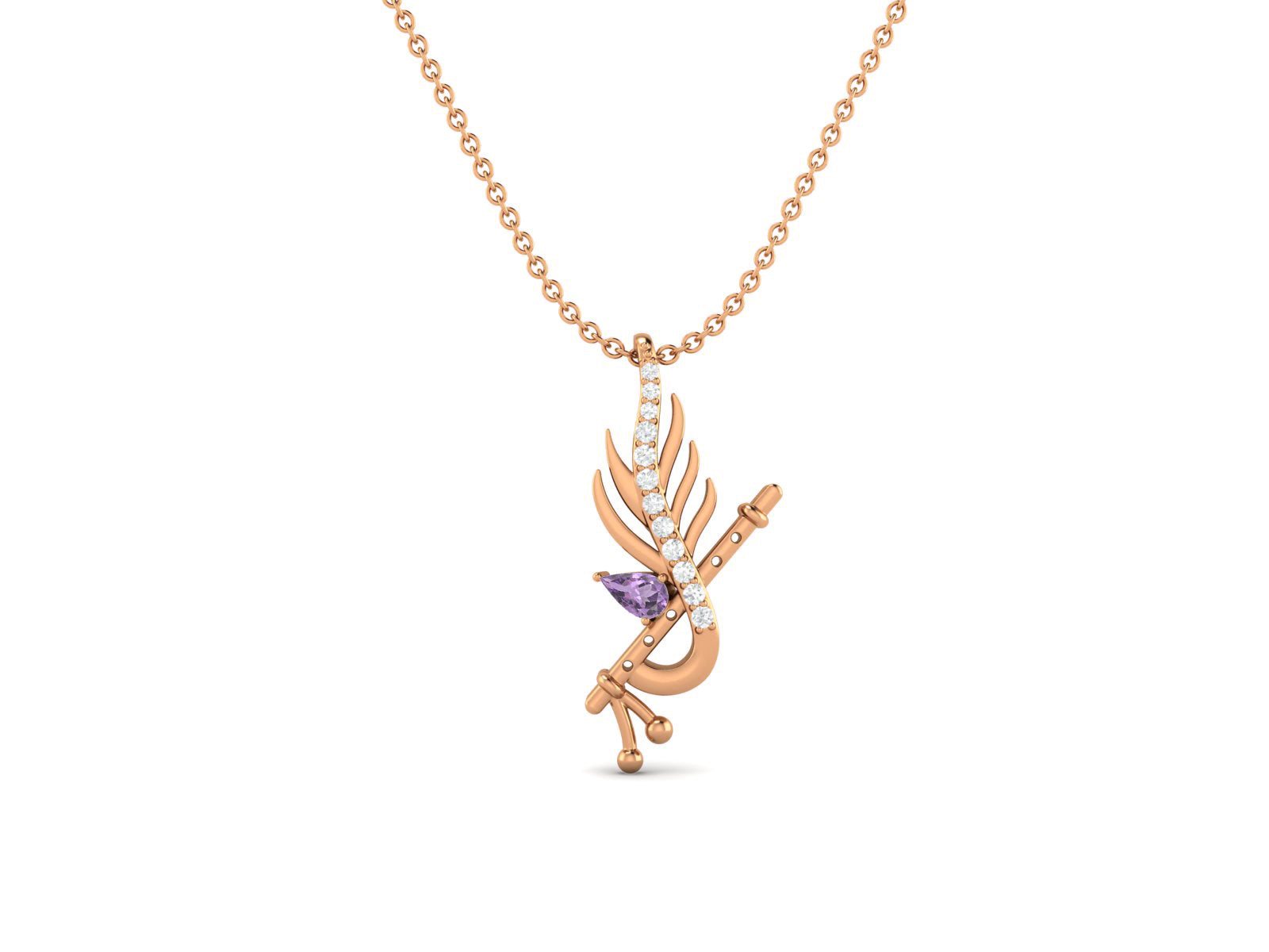 Amethyst Krishna Flute Pendant – Sterling Silver