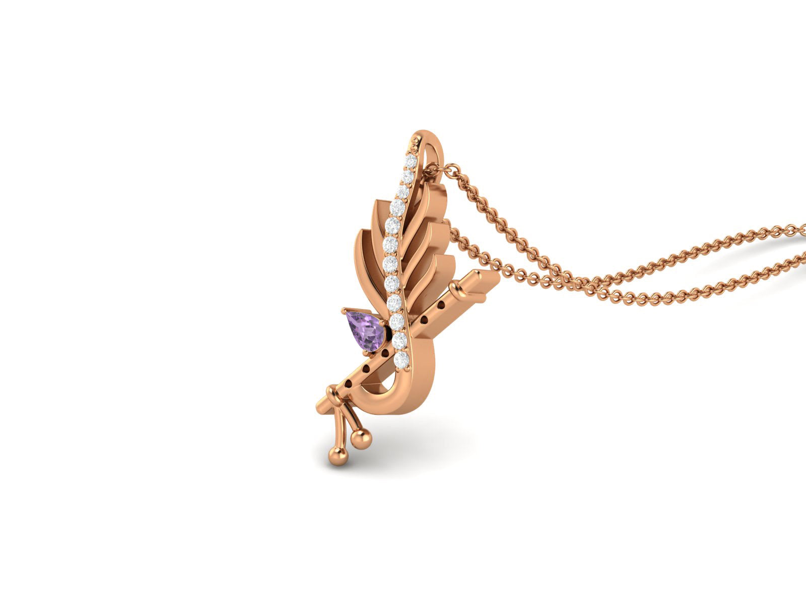 Amethyst Krishna Flute Pendant – Sterling Silver