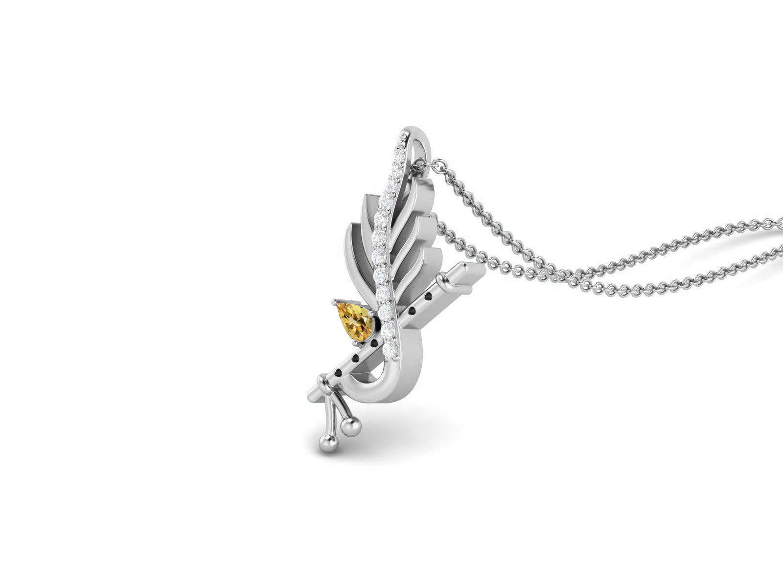 Citrine Krishna Flute Pendant – Sterling Silver