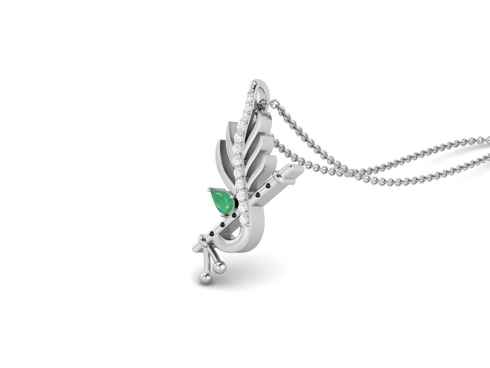 Emerald Krishna Flute Pendant – Sterling Silver