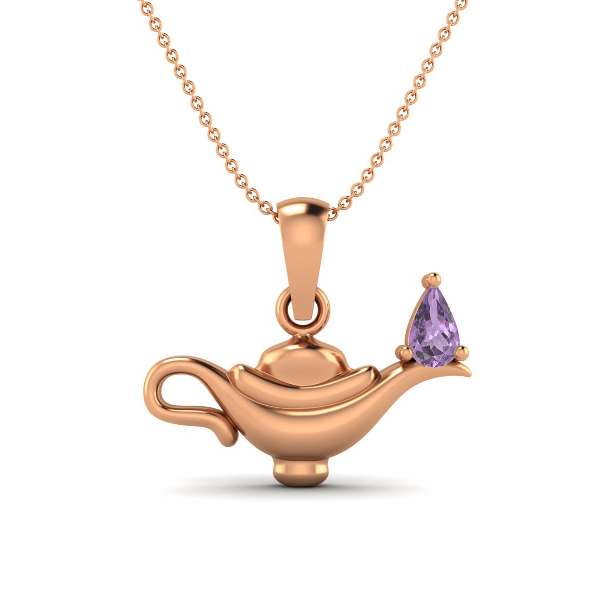 Amethyst Aladdin Lamp Pendant – Sterling Silver