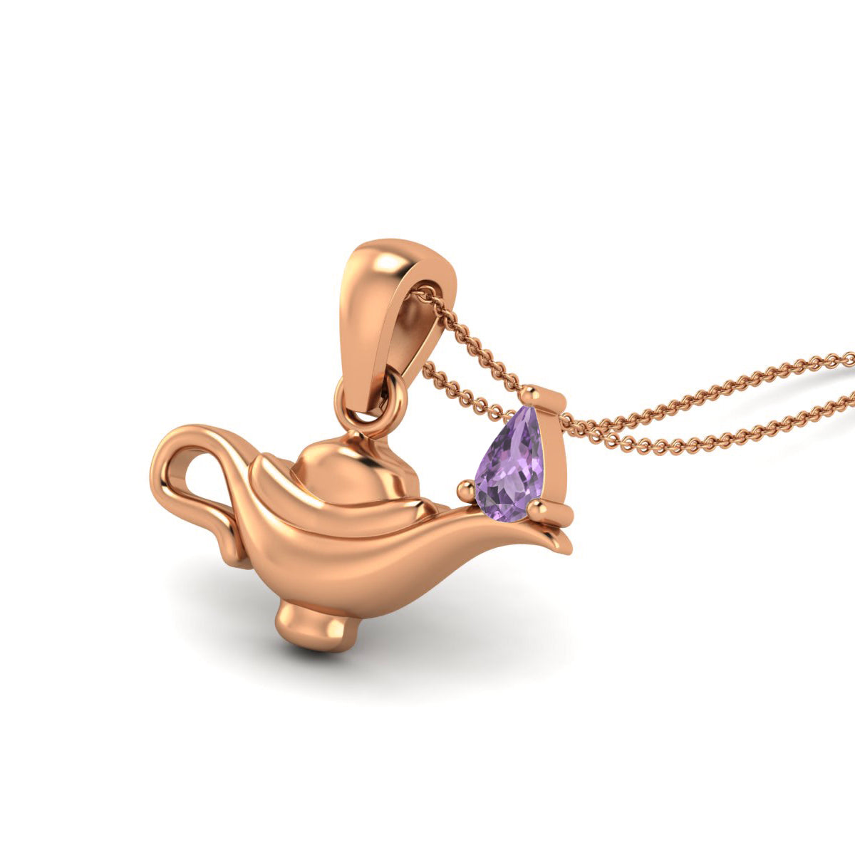 Amethyst Aladdin Lamp Pendant – Sterling Silver