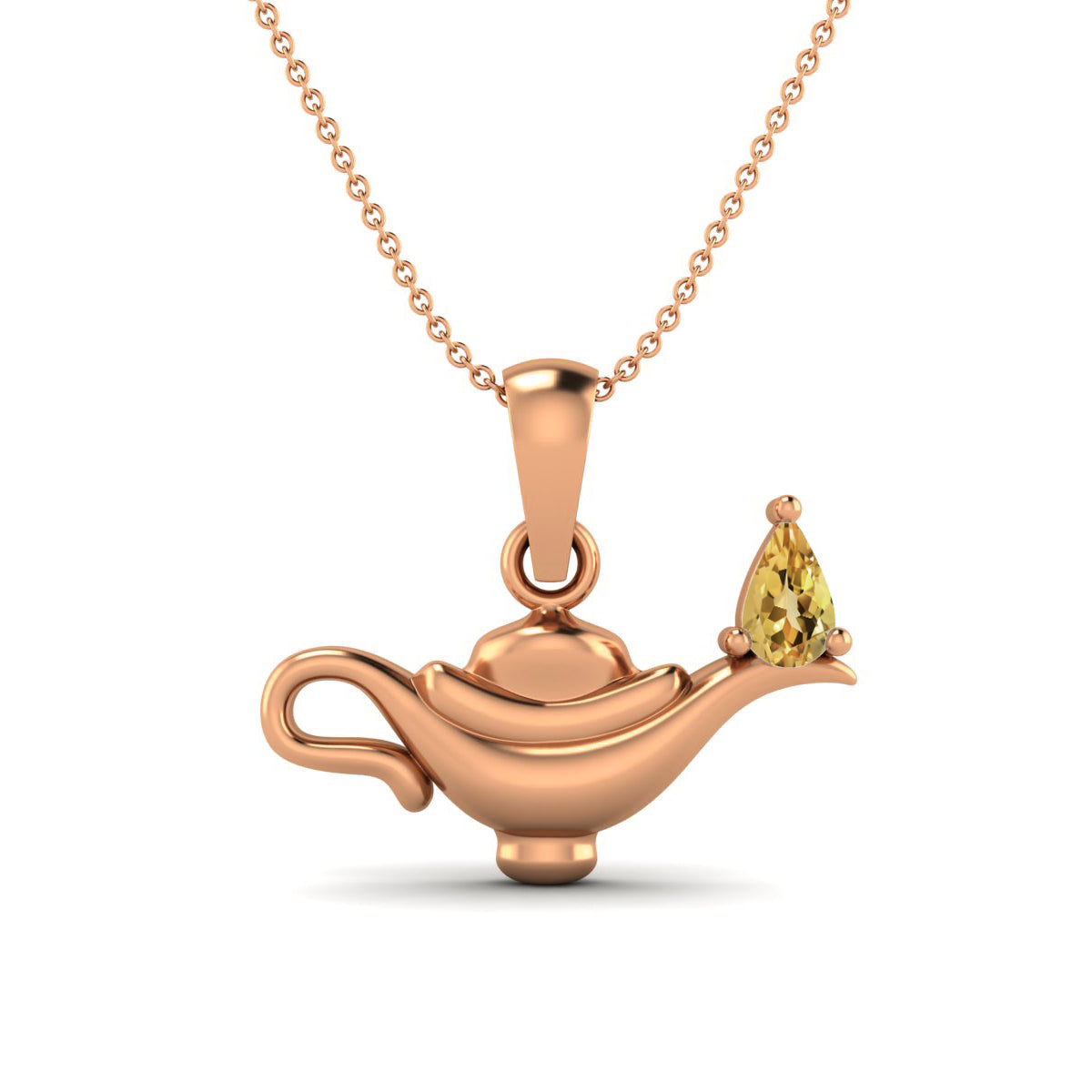 Citrine Aladdin Lamp Pendant – Sterling Silver
