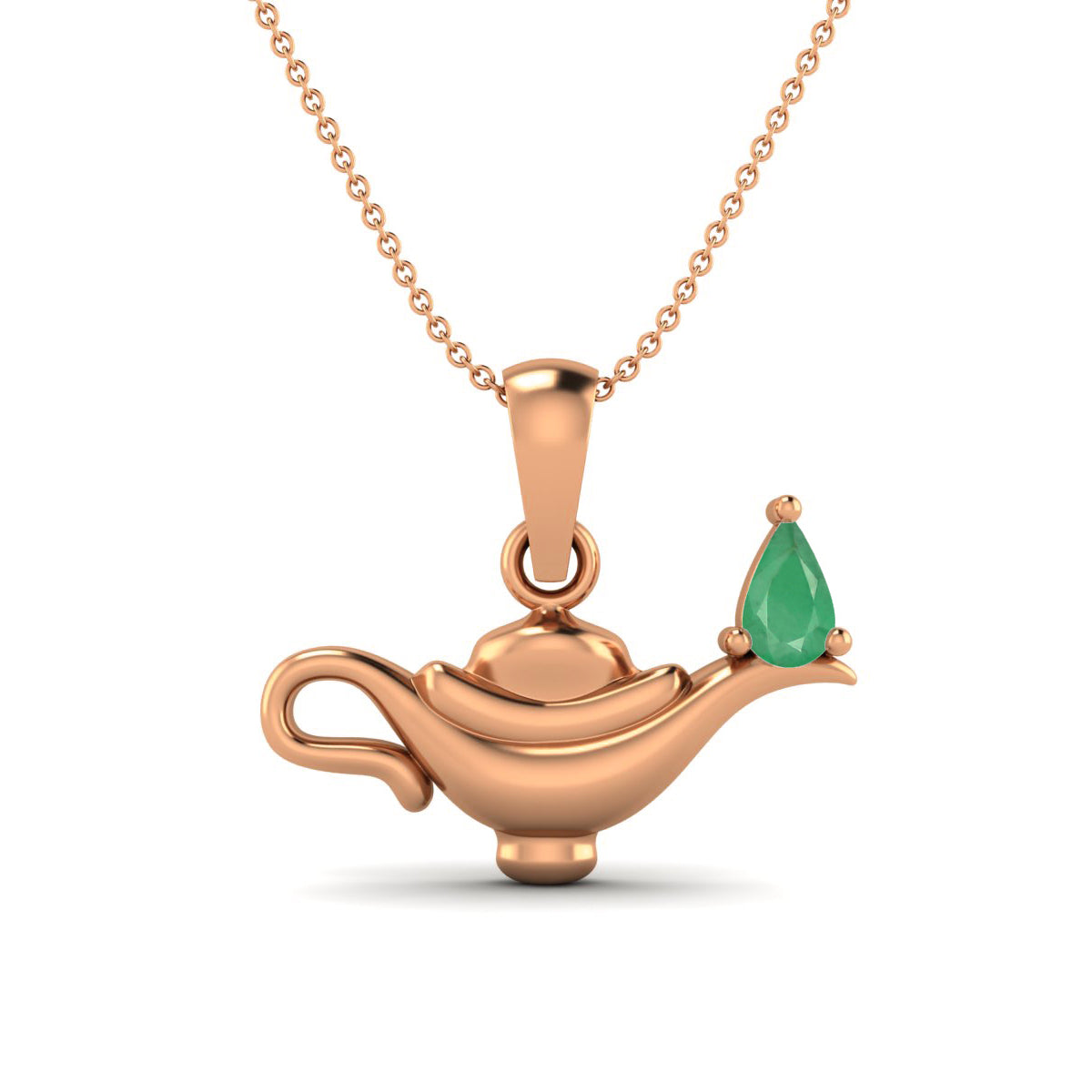 Emerald Aladdin Lamp Pendant – Sterling Silver