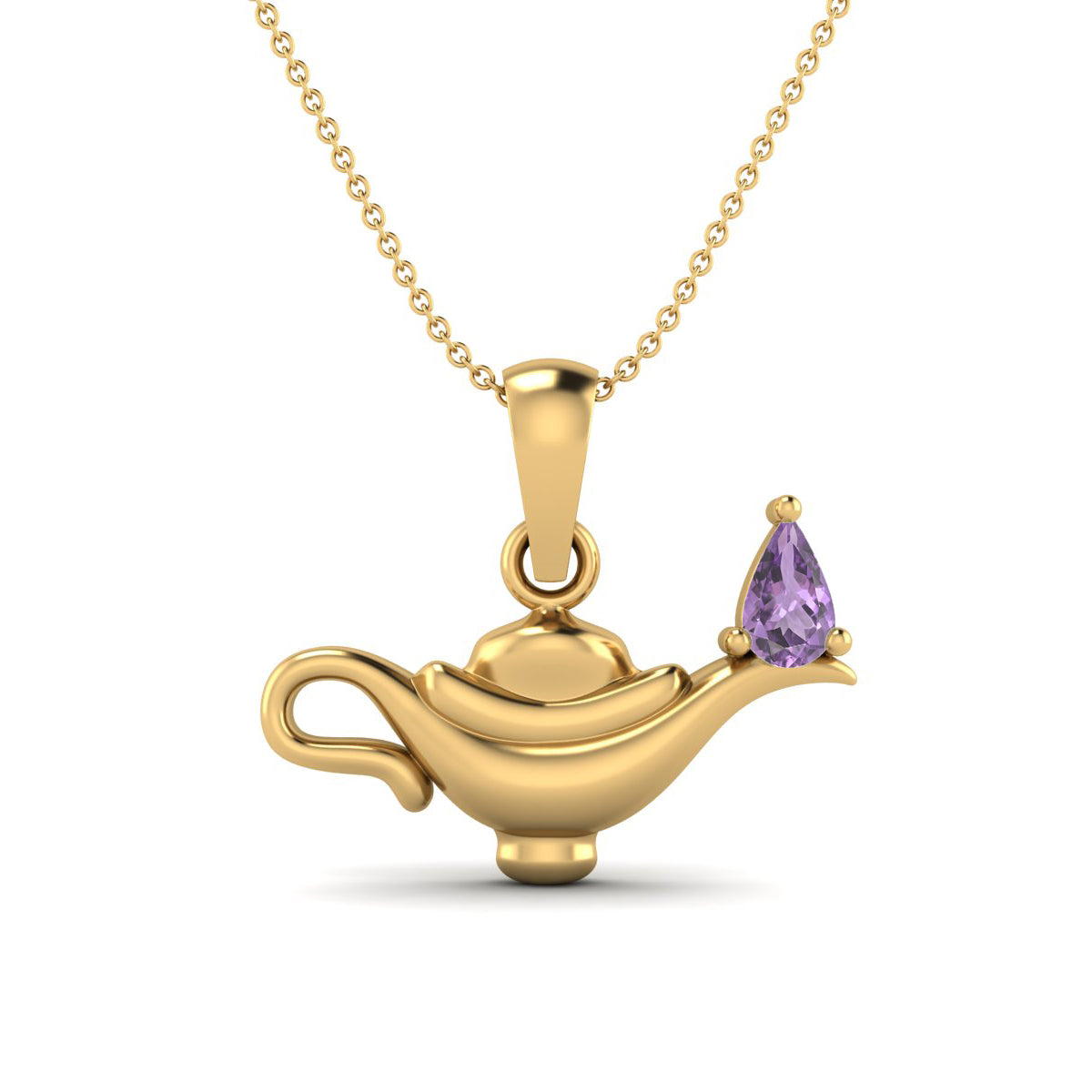 Amethyst Aladdin Lamp Pendant – Sterling Silver
