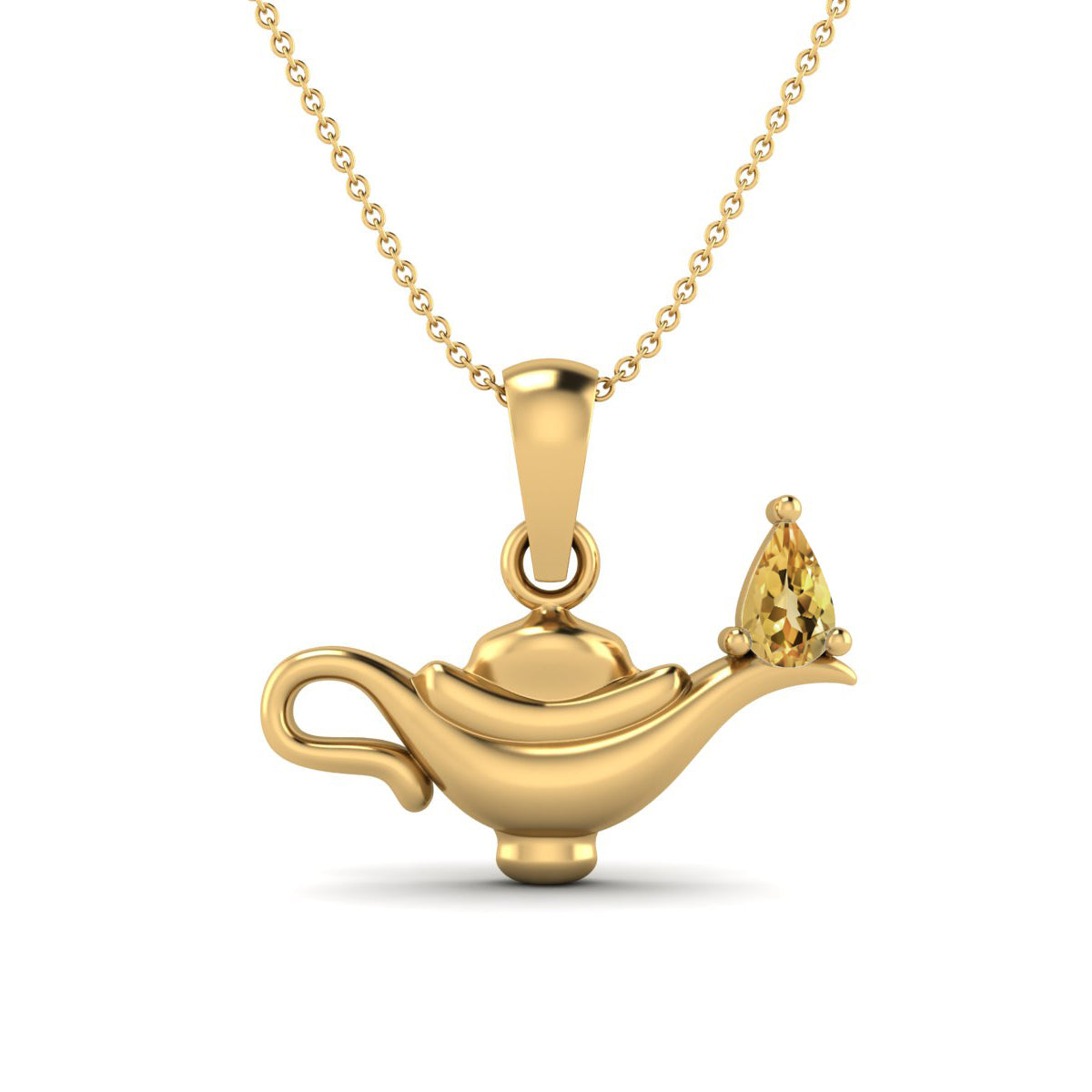 Citrine Aladdin Lamp Pendant – Sterling Silver