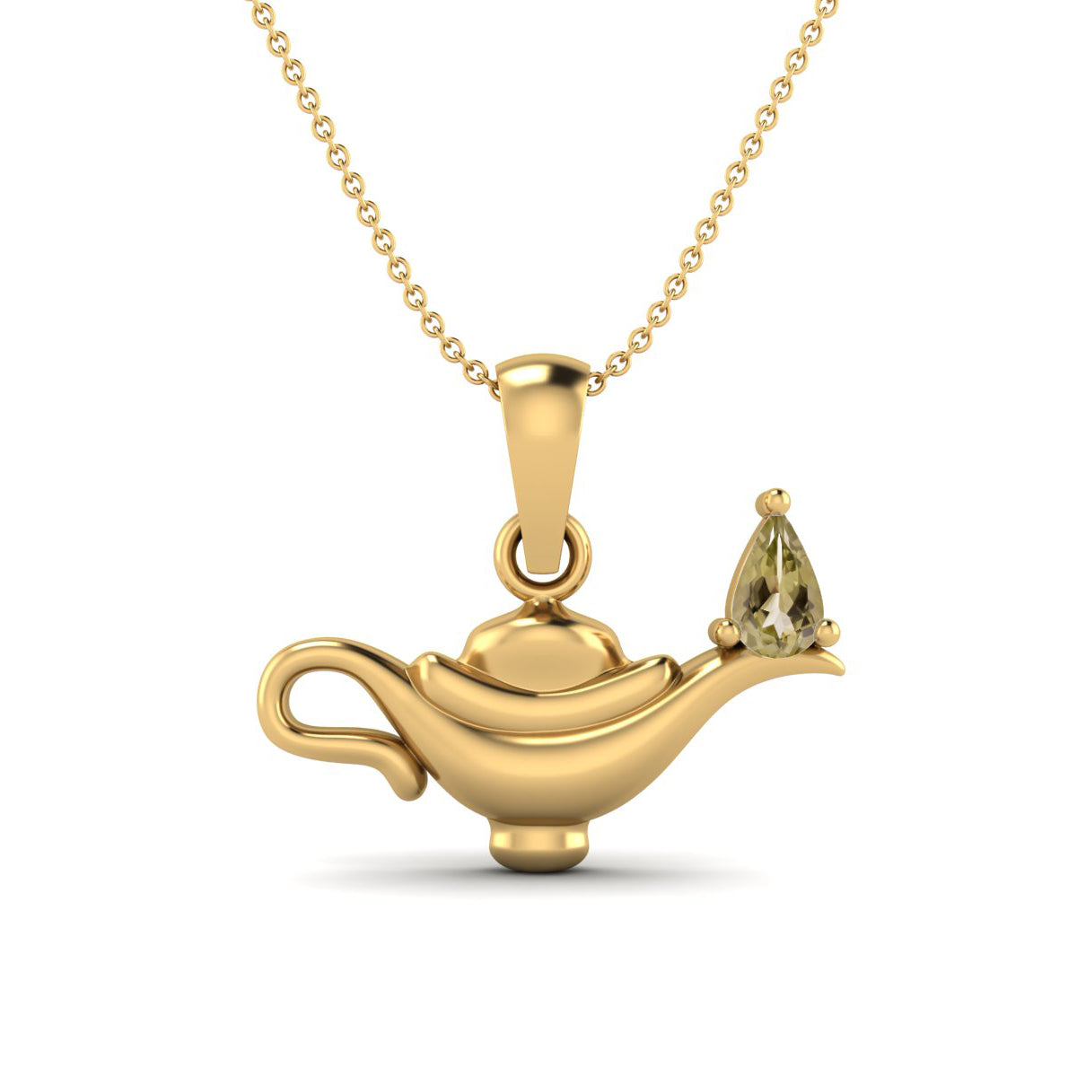 Lemon Quartz Aladdin Lamp Pendant – Sterling Silver