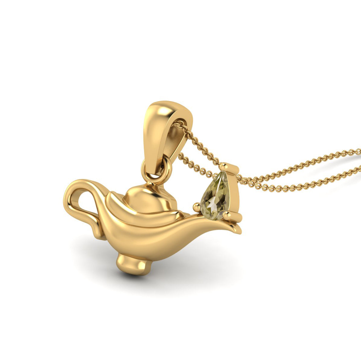 Lemon Quartz Aladdin Lamp Pendant – Sterling Silver