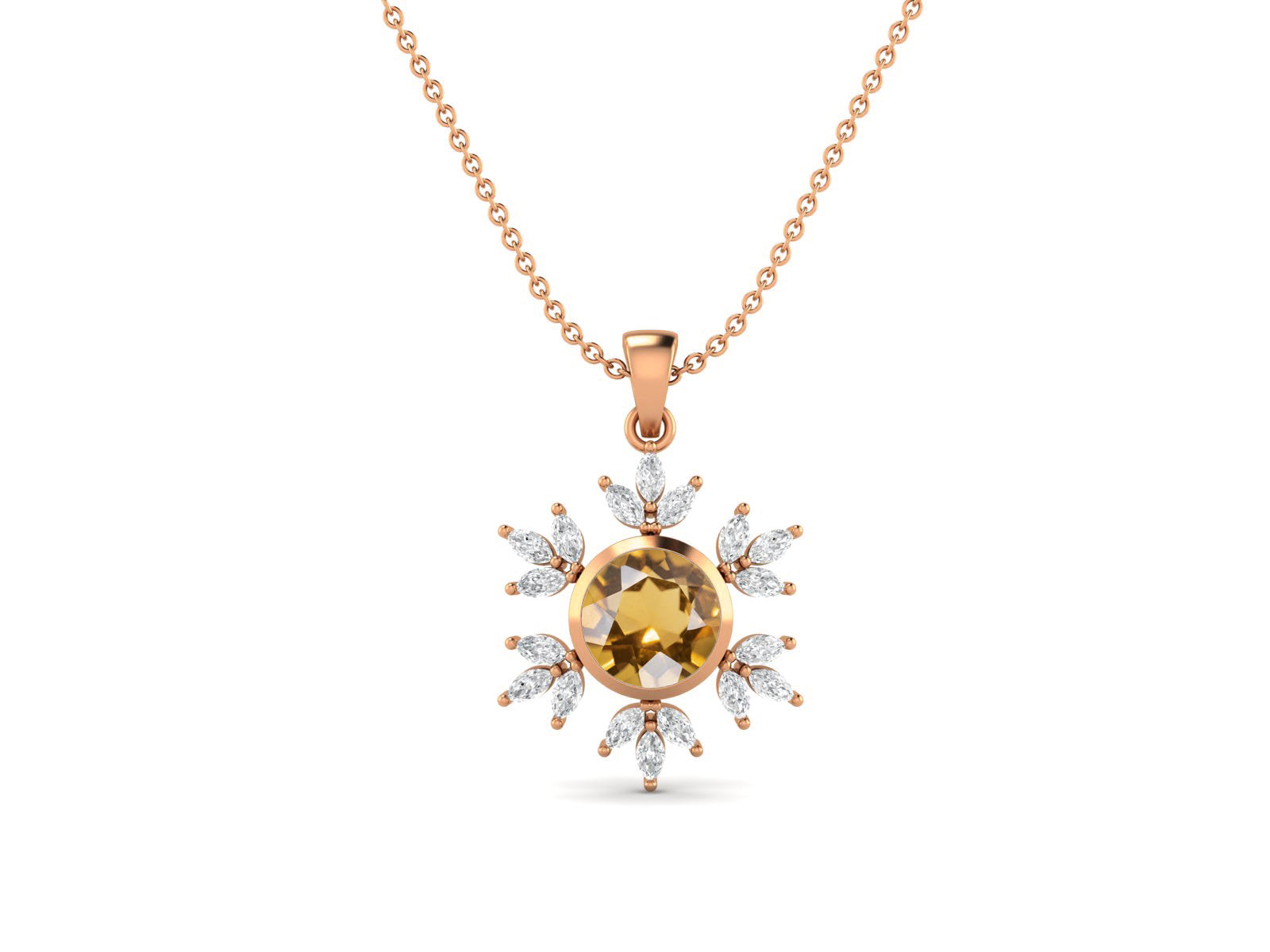 Collana con citrino Sunburst – Argento Sterling 925