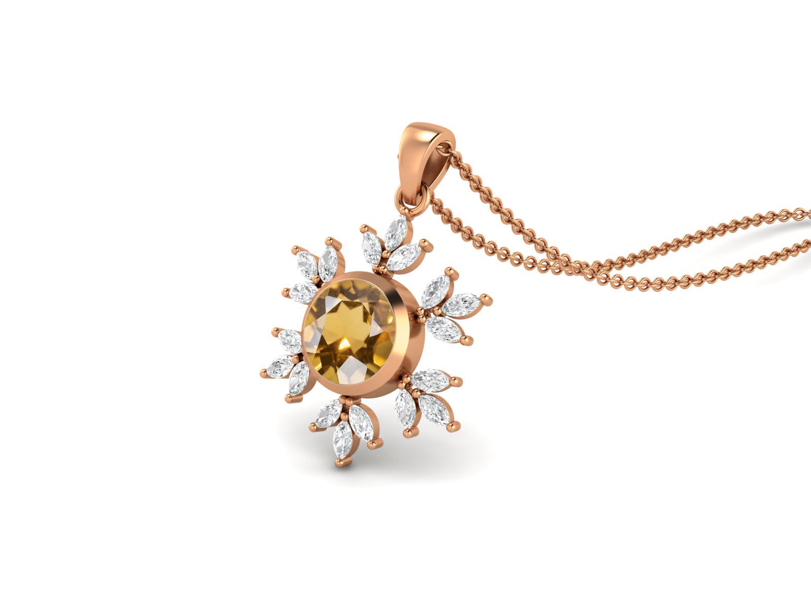 Collana con citrino Sunburst – Argento Sterling 925