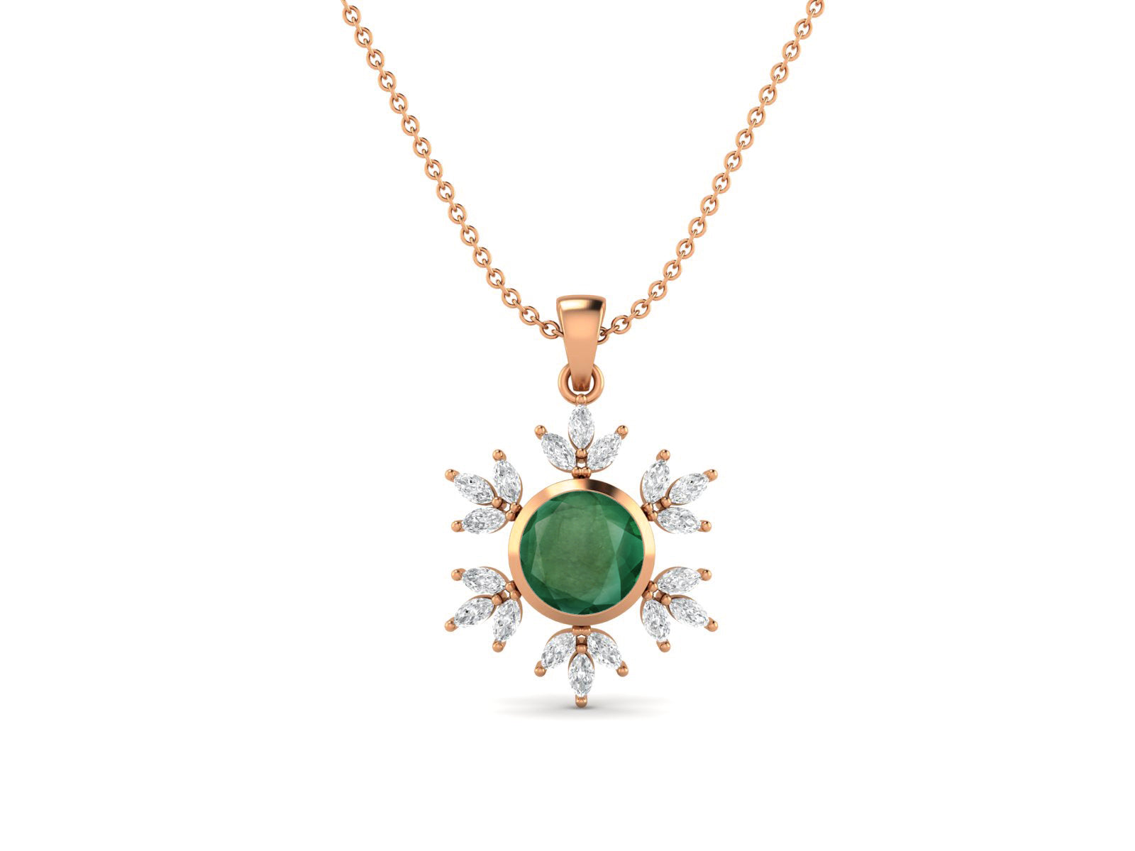 Sunburst Emerald Necklace – 925 Sterling Silver