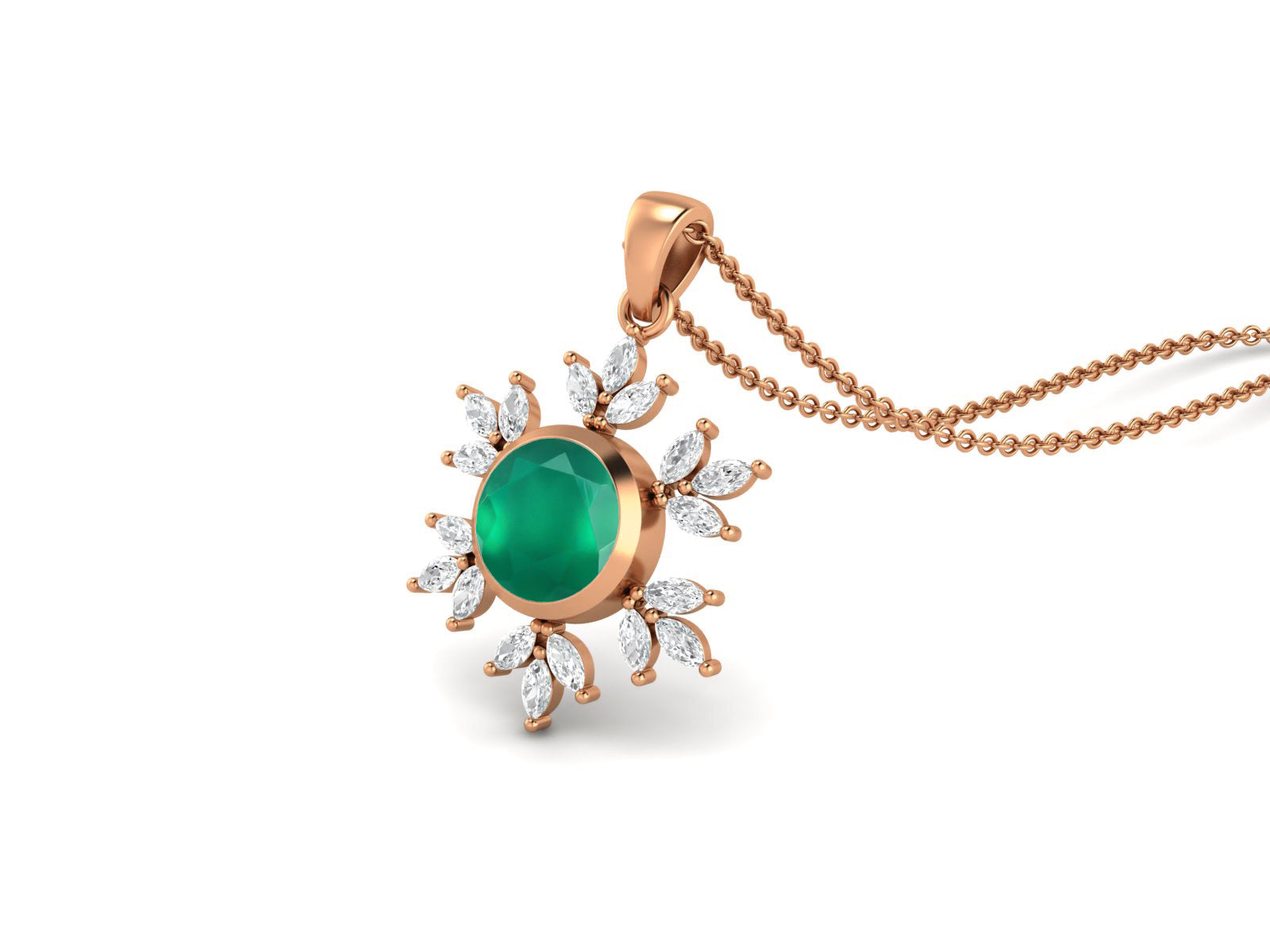 Collana con motivo a fiocco di neve e stella in onice verde - Argento Sterling