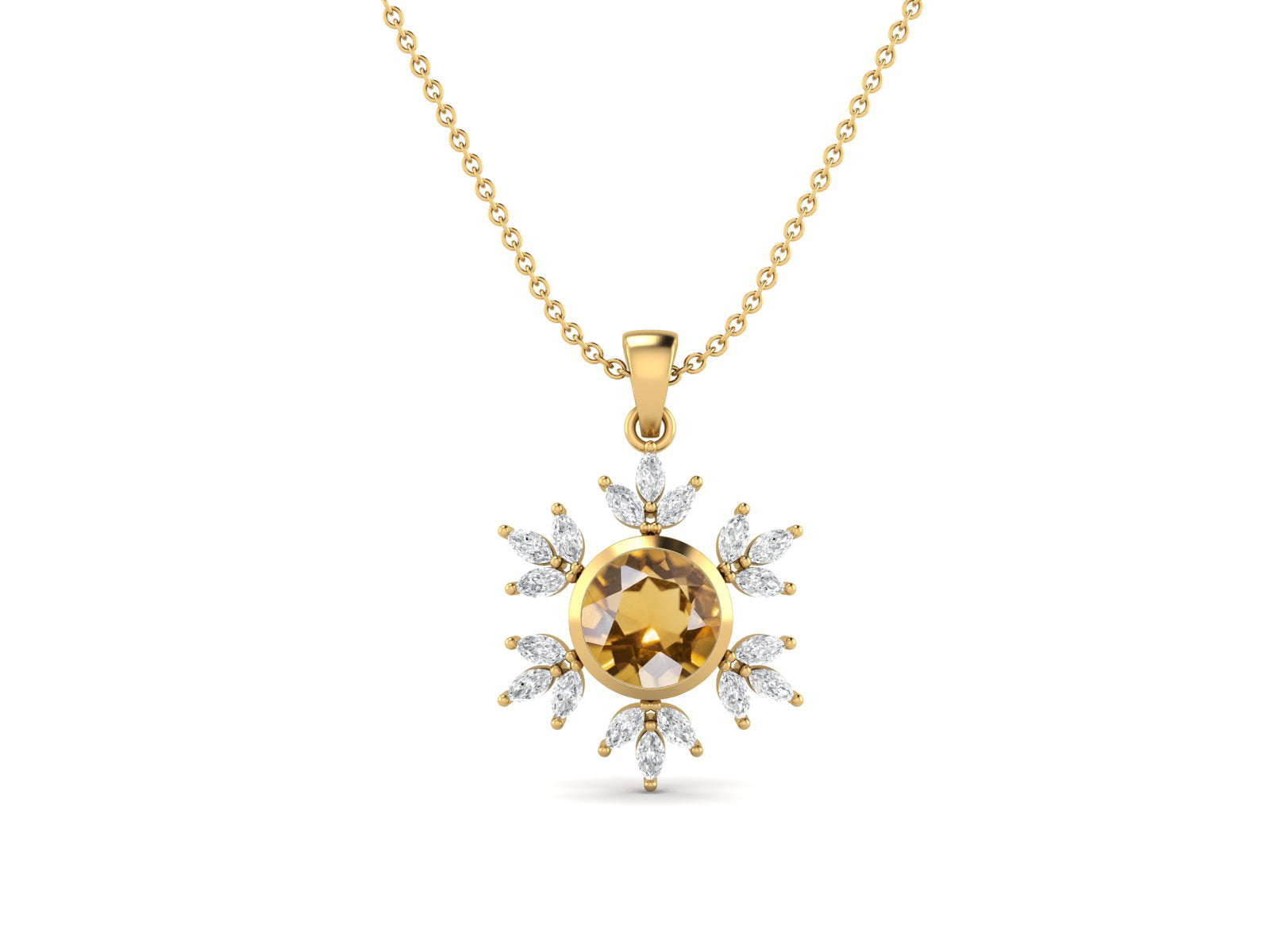 Collana con citrino Sunburst – Argento Sterling 925
