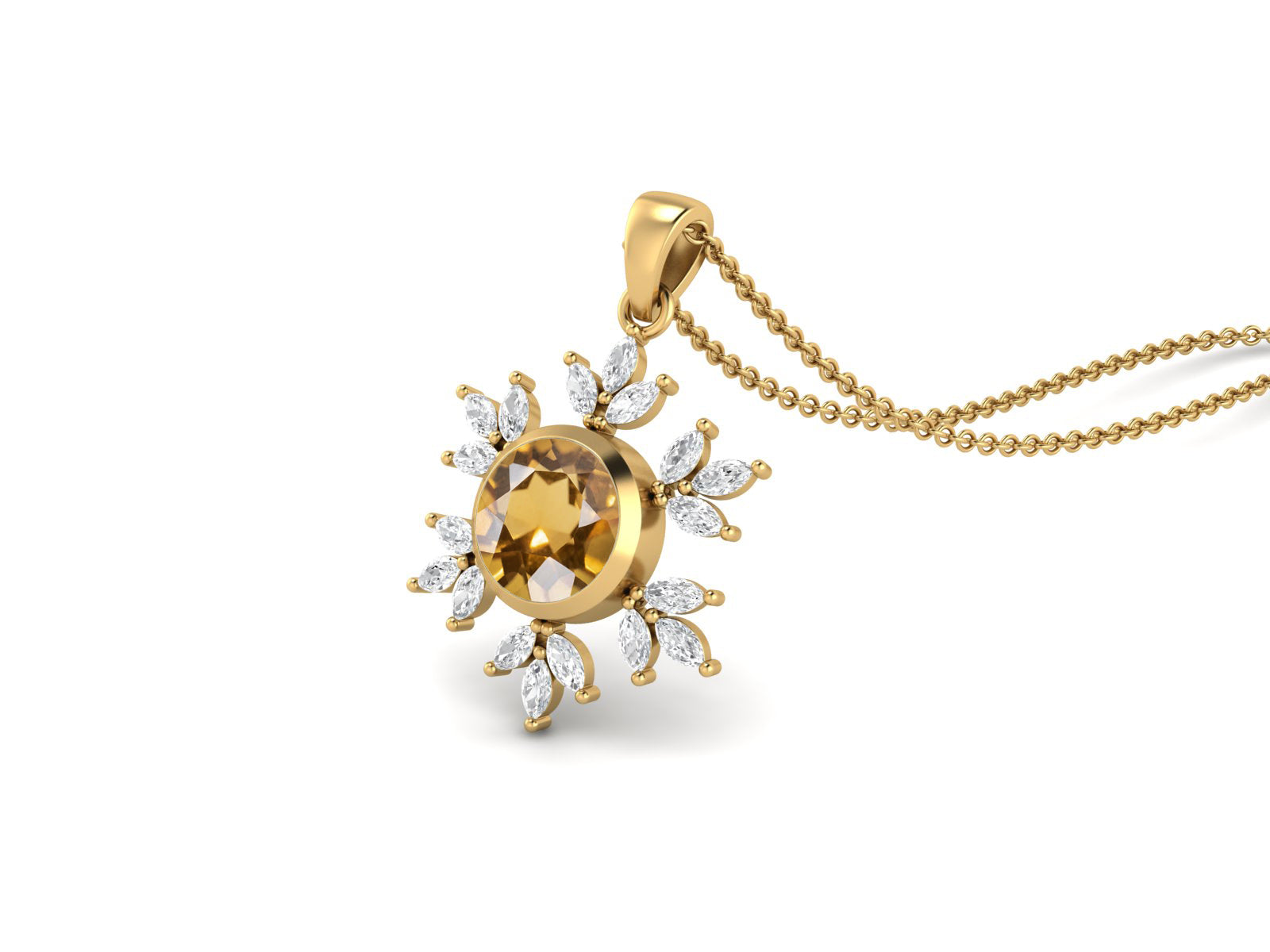 Collana con citrino Sunburst – Argento Sterling 925