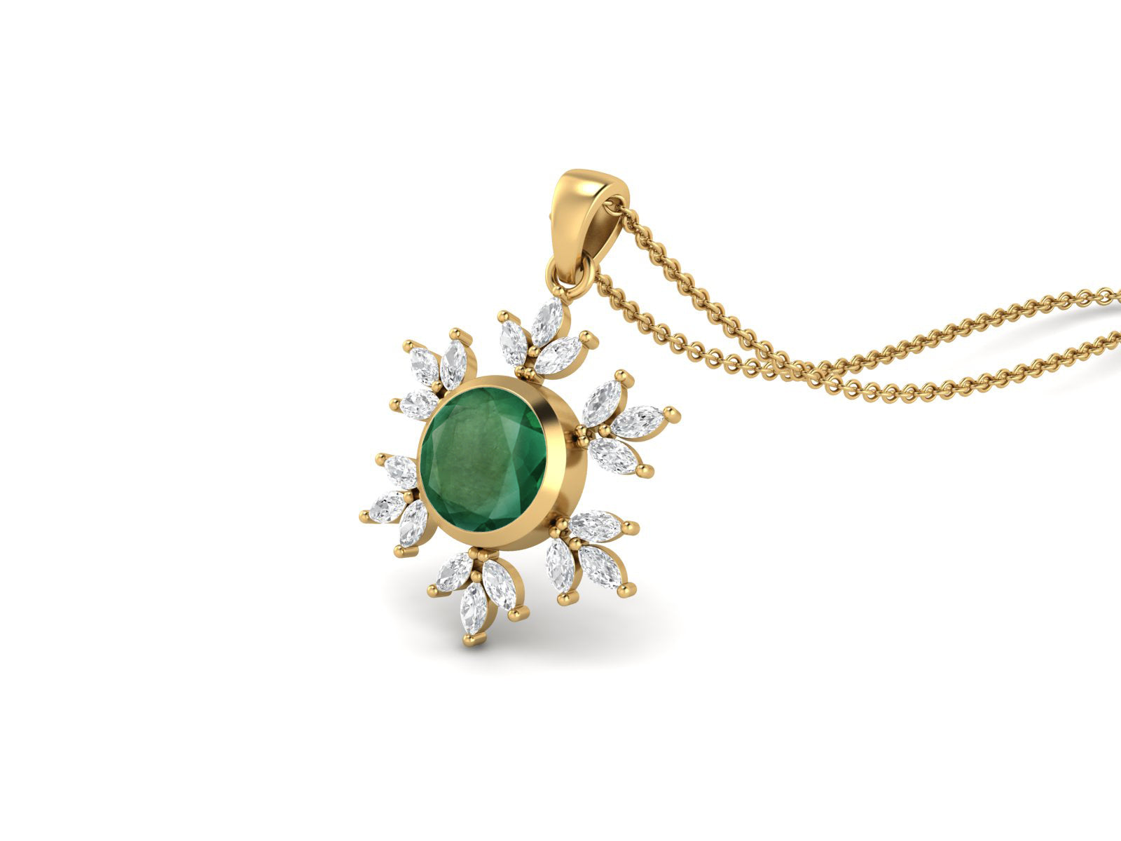 Sunburst Emerald Necklace – 925 Sterling Silver