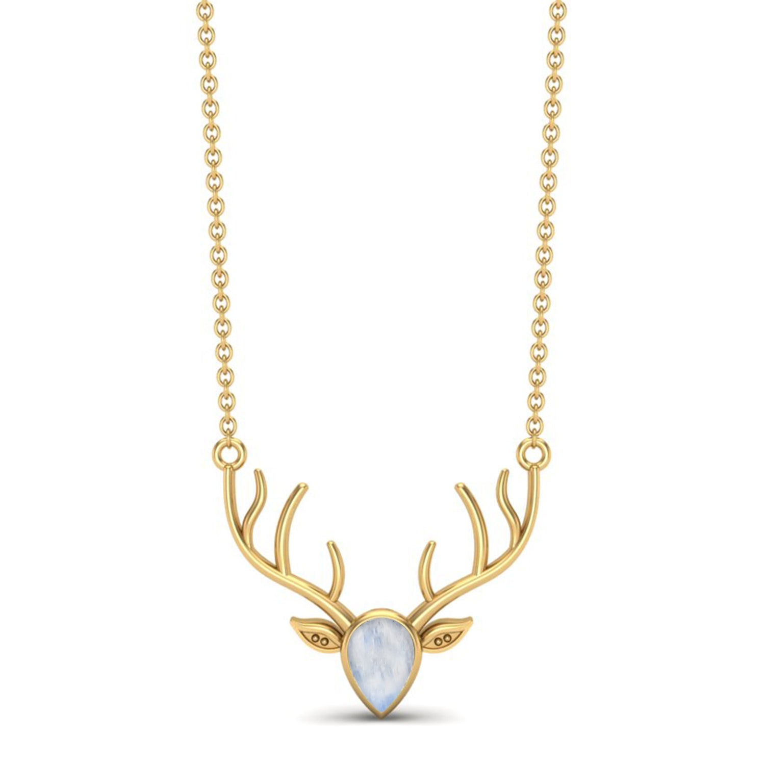 Moonstone Stag Head Necklace - Sterling Silver