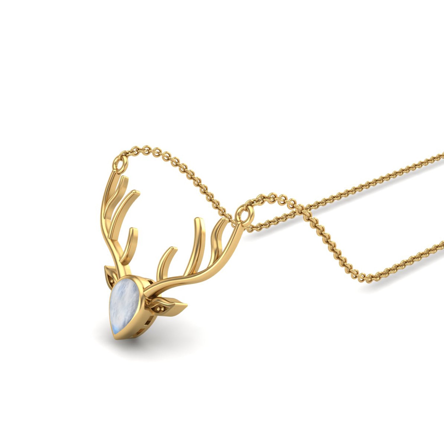 Moonstone Stag Head Necklace - Sterling Silver
