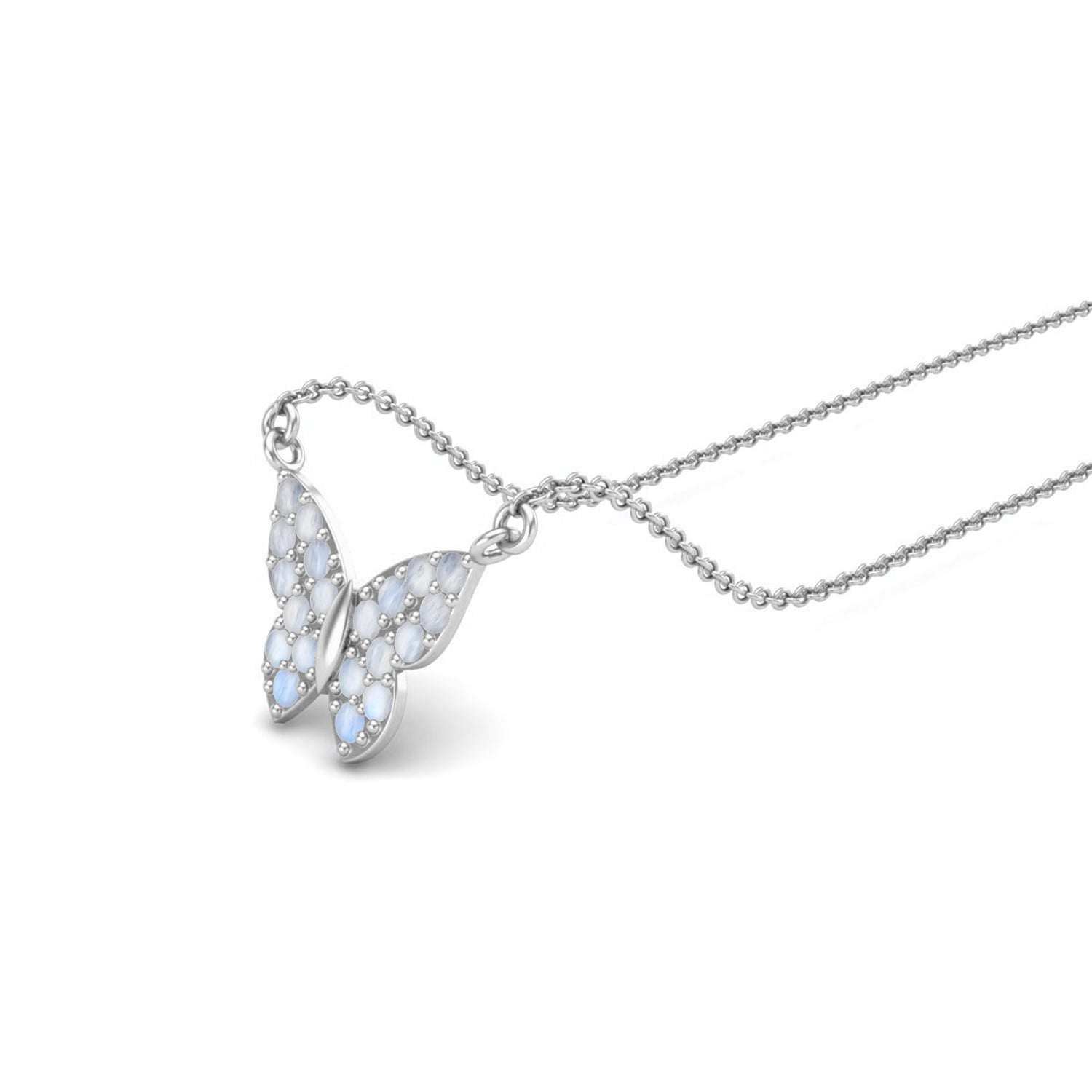 Moonstone Butterfly Dainty Pendant - Sterling Silver