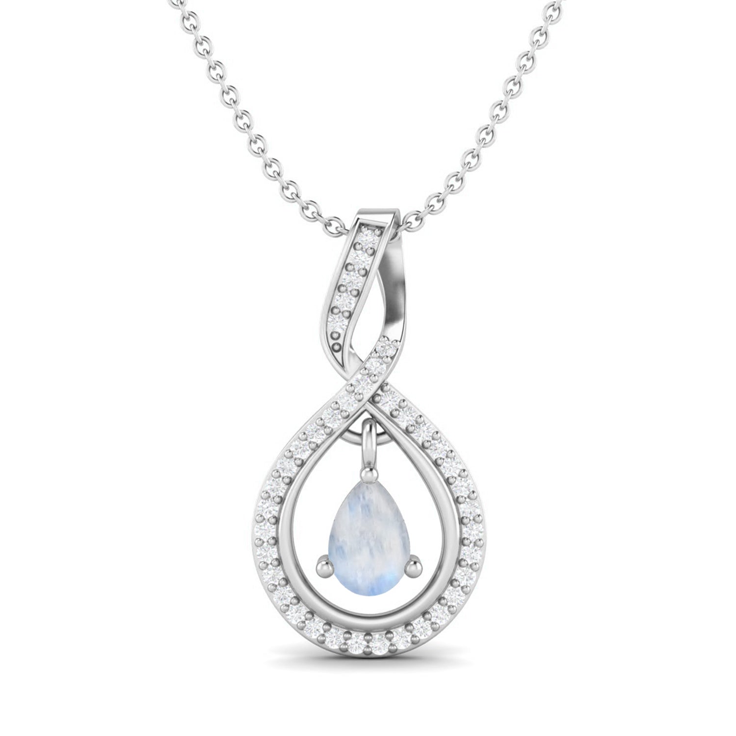 Moonstone Infinity Teardrop Pendant - Sterling Silver