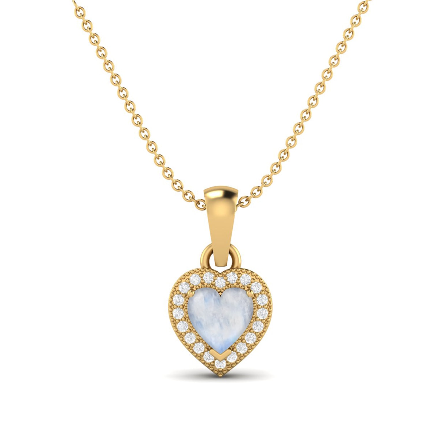 Moonstone Halo Accent Pendant - Sterling Silver