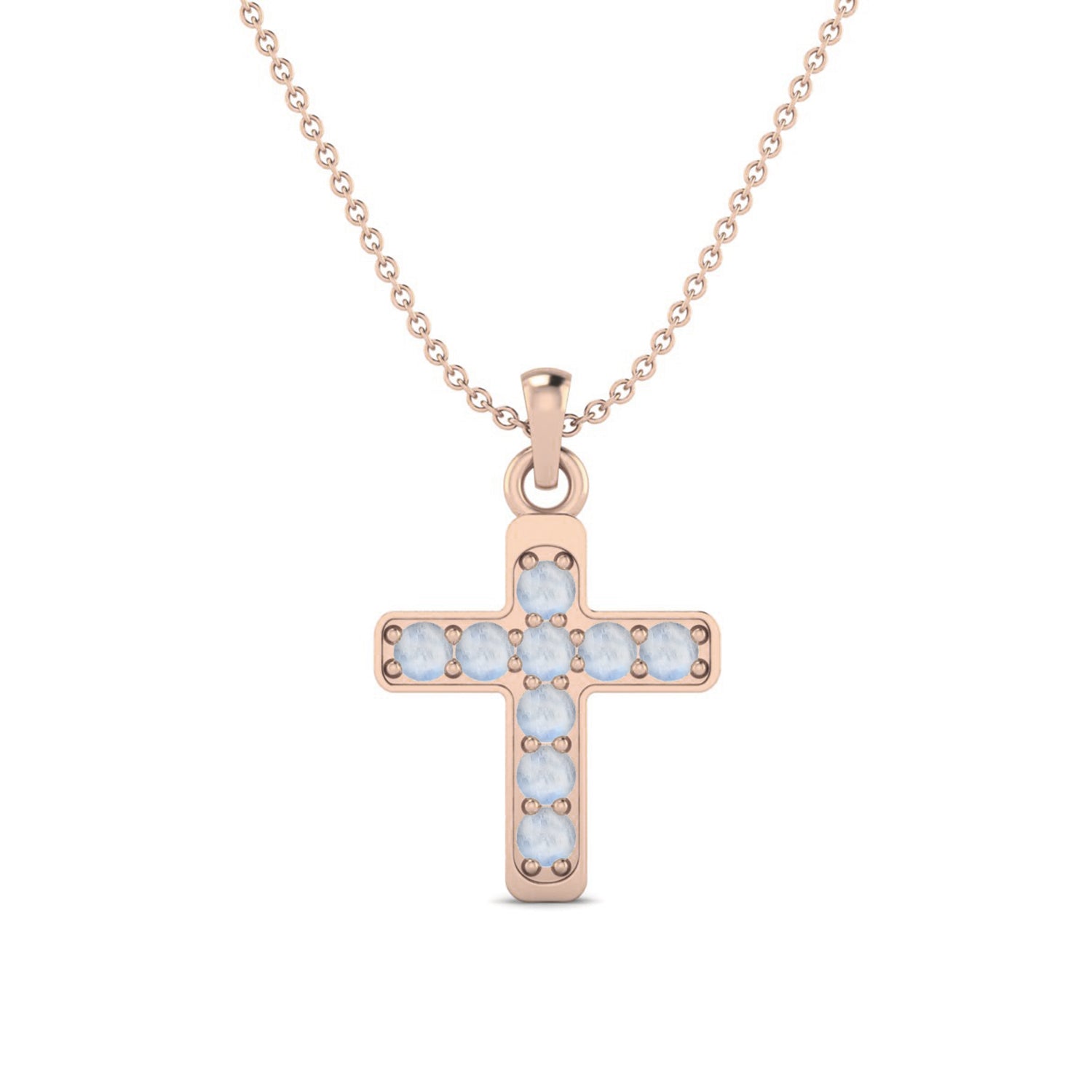 Moonstone Religious Cross Pendant -Sterling Silver