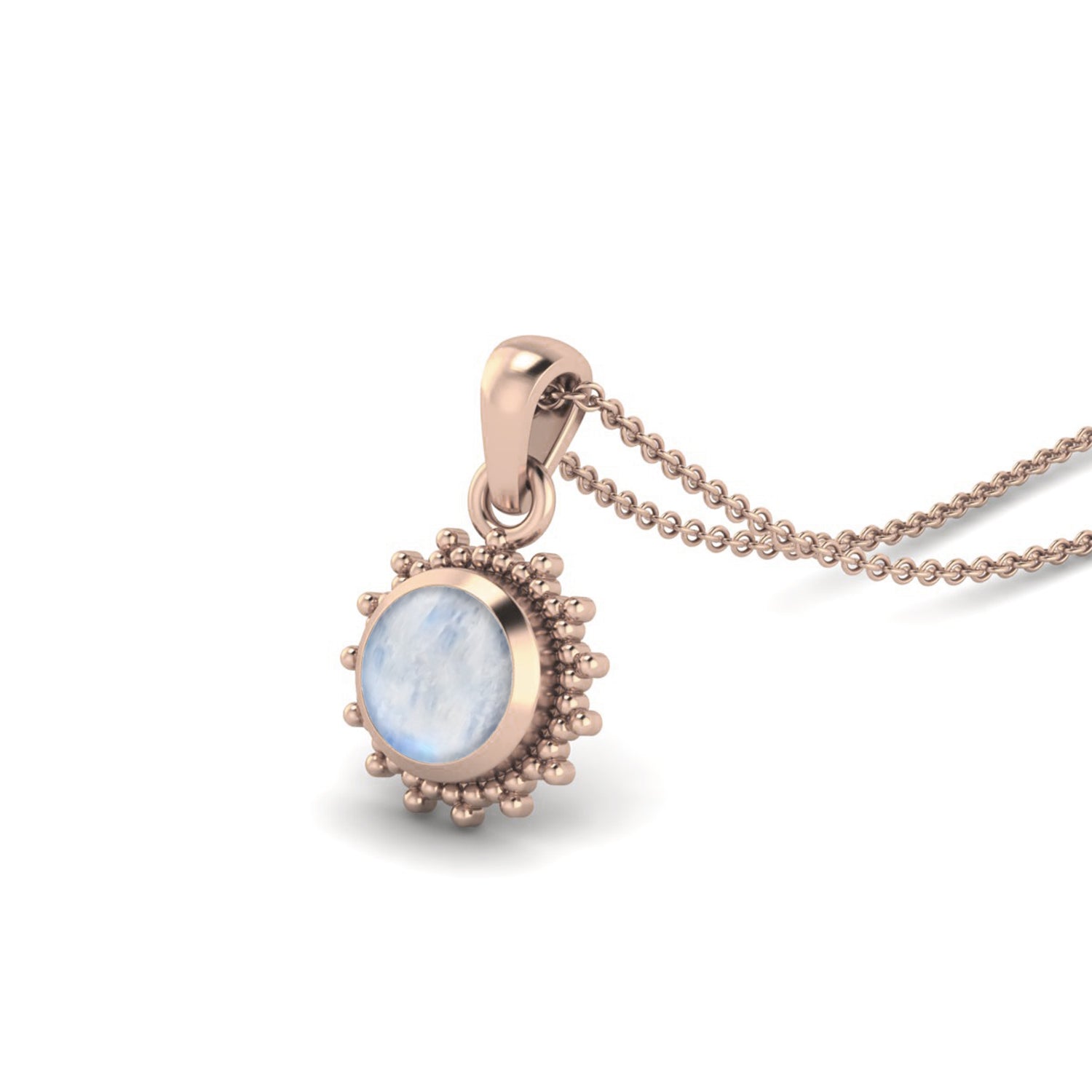 Moonstone Round Solitaire Pendant - Sterling Silver