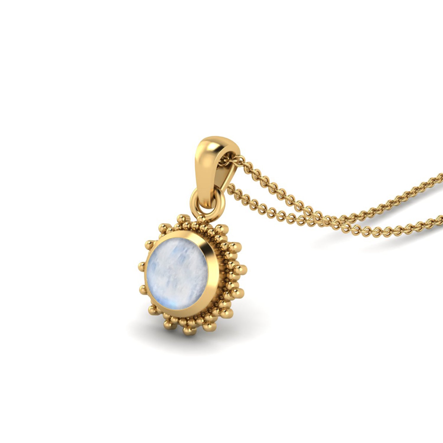 Moonstone Round Solitaire Pendant - Sterling Silver