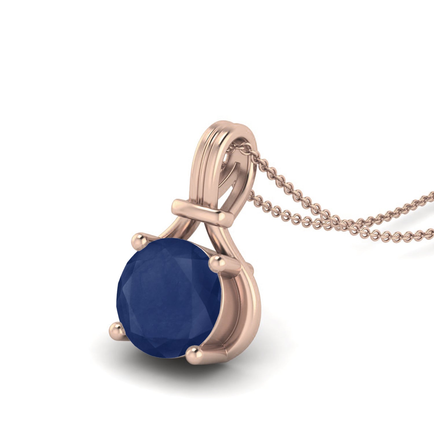 Round 1.20 Ct Blue Sapphire Classic Solitaire Design Pendant -14k Yellow Gold