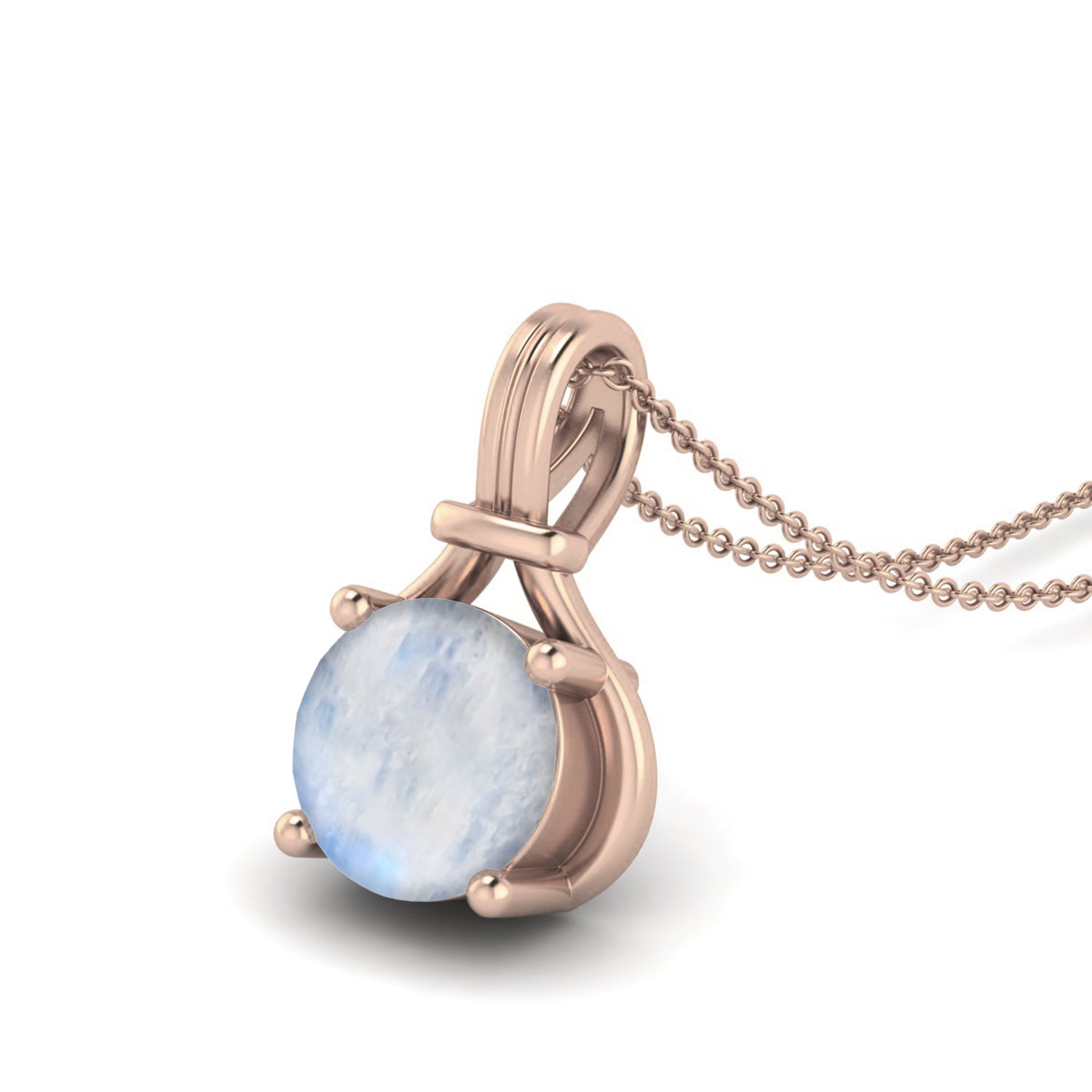 Moonstone Solitaire Pendant - Sterling Silver