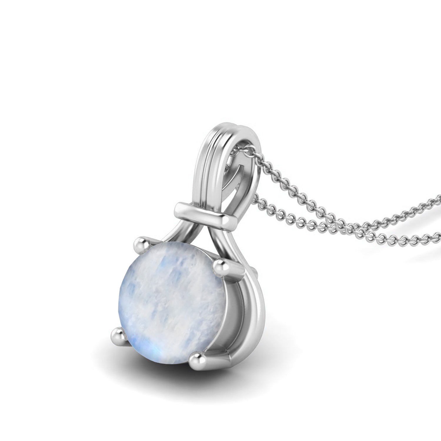 Moonstone Solitaire Pendant - Sterling Silver