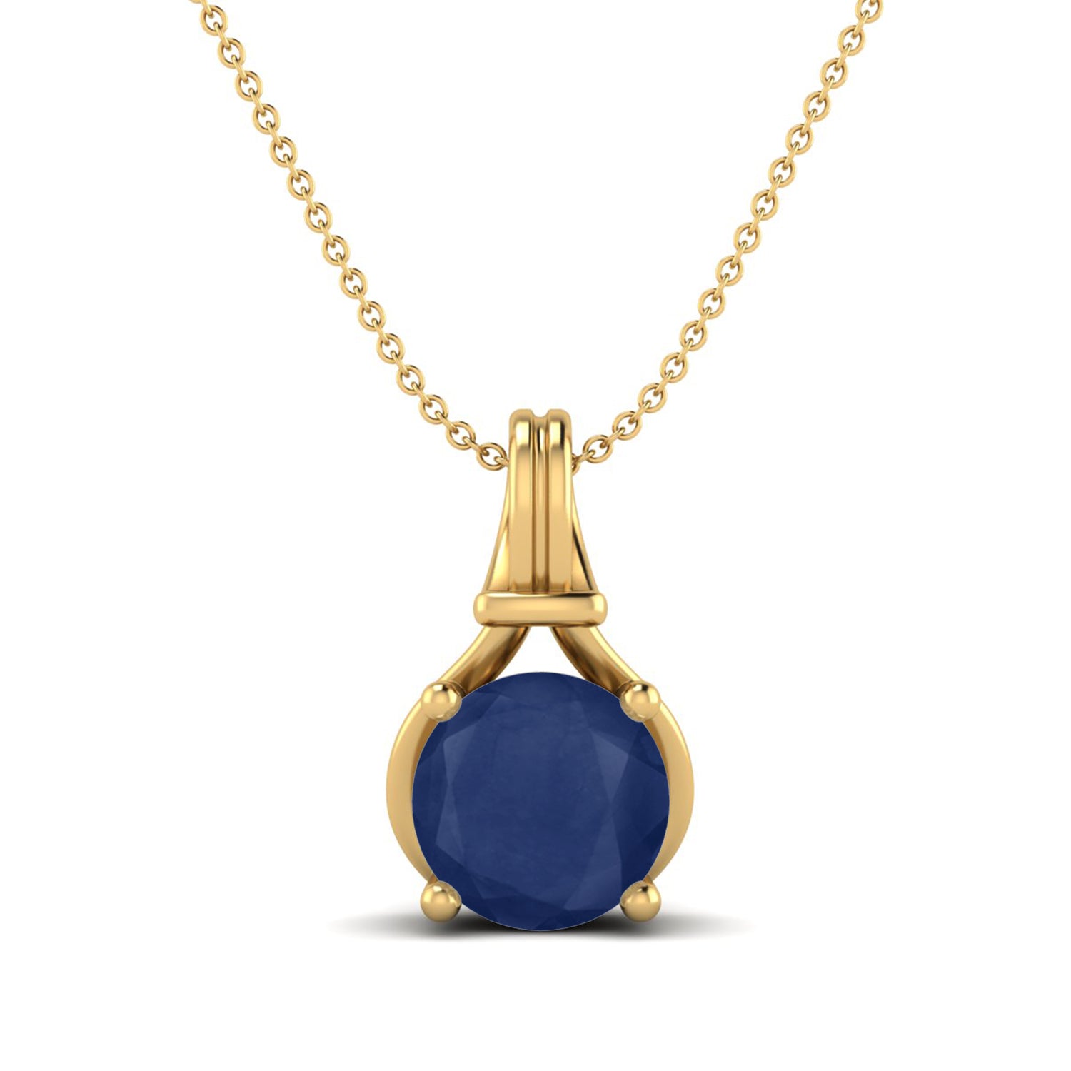 Blue Sapphire Solitaire Necklace – 9K Yellow Gold