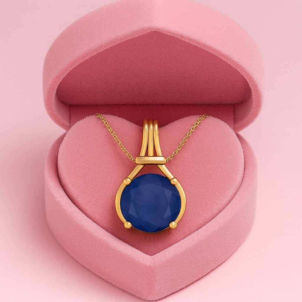 Blue Sapphire Solitaire Pendant - Sterling Silver