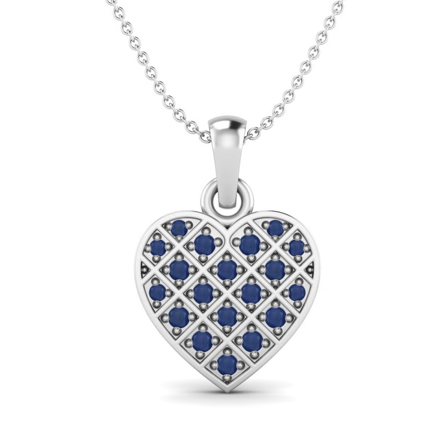 Blue Sapphire Heart Pendant - Sterling Silver