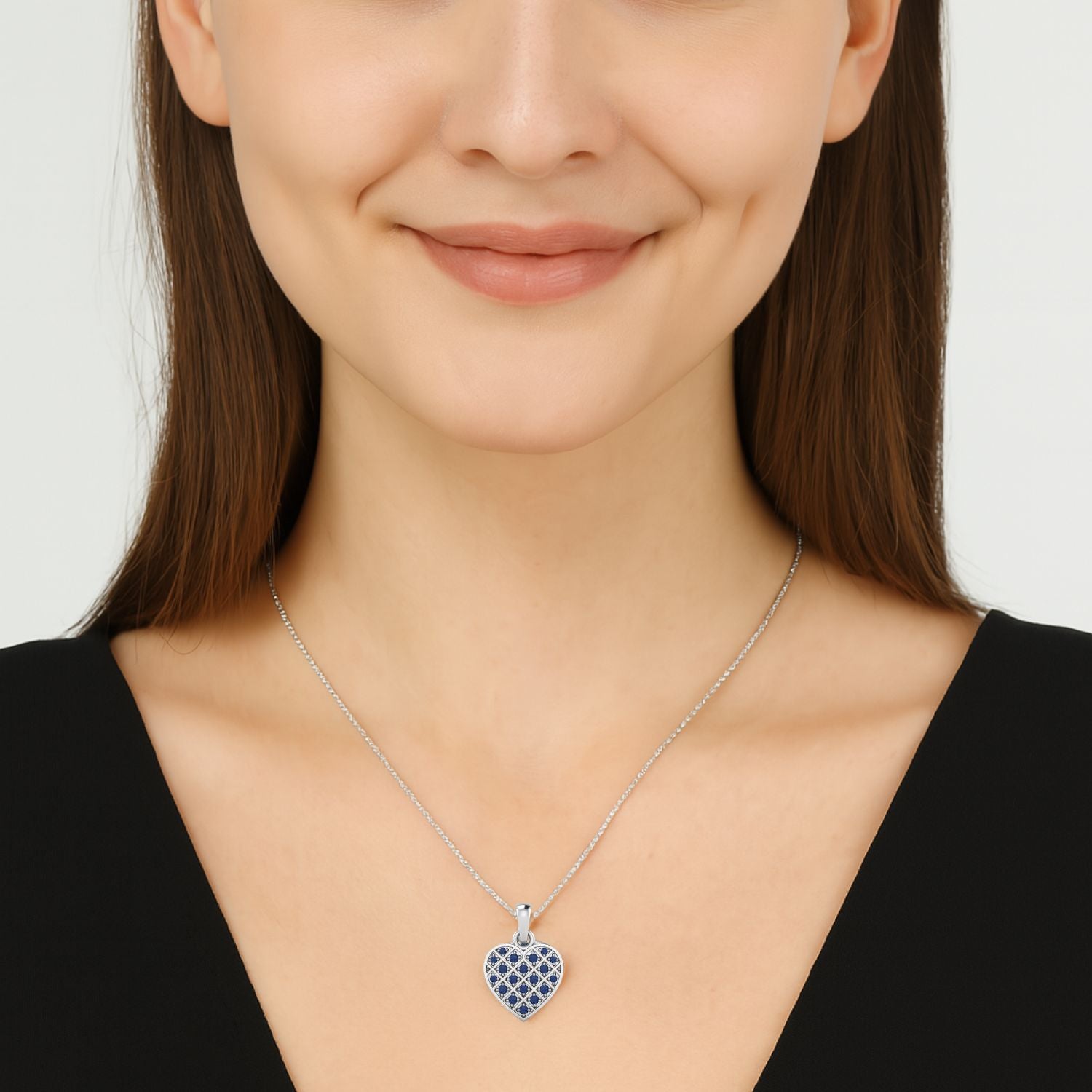 Blue Sapphire Heart Pendant - Sterling Silver