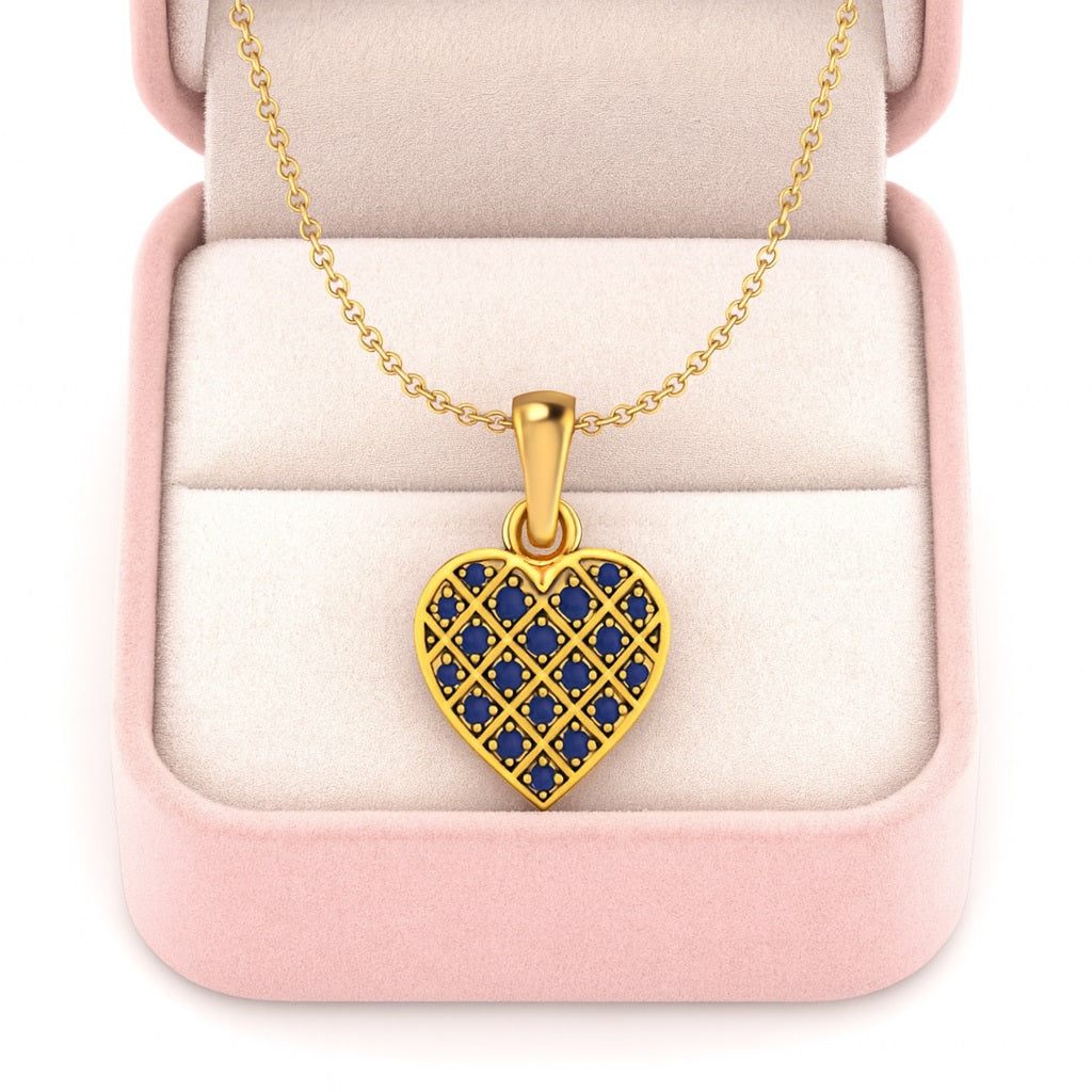 Blue Sapphire Heart Pendant - Sterling Silver