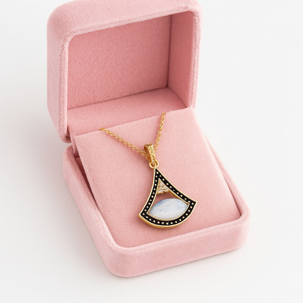 Moonstone 4.00 Ct Marquise Vintage Boho Necklace – 14K Yellow Gold