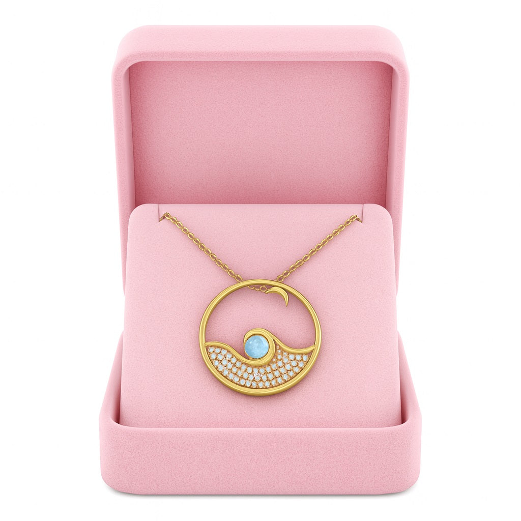Collana con catena a spirale in argento sterling 925 e pietra preziosa di luna rotonda con cerchio aperto