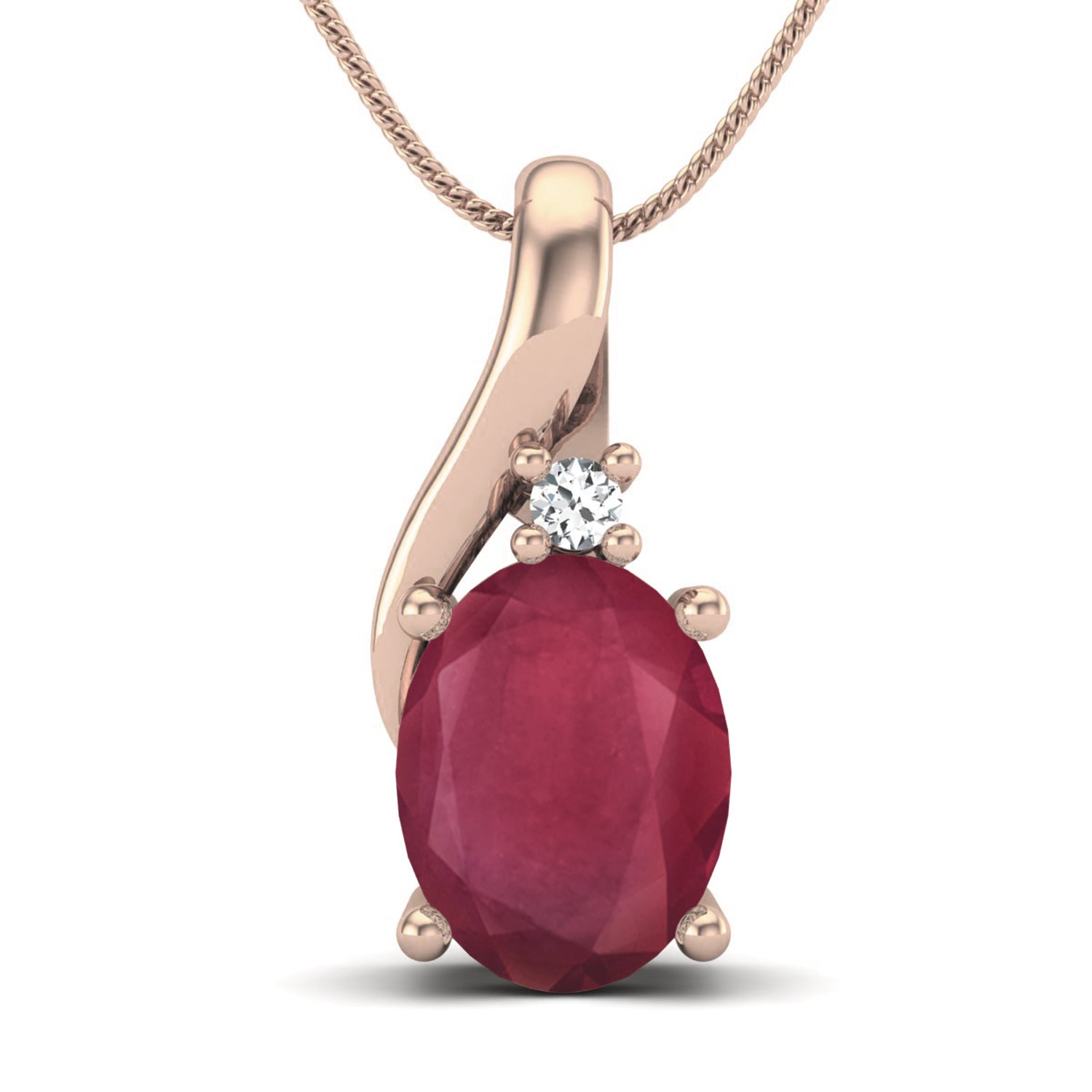 Ruby 1.60 Ct Oval Classic Accent Necklace – 14k Yellow Gold