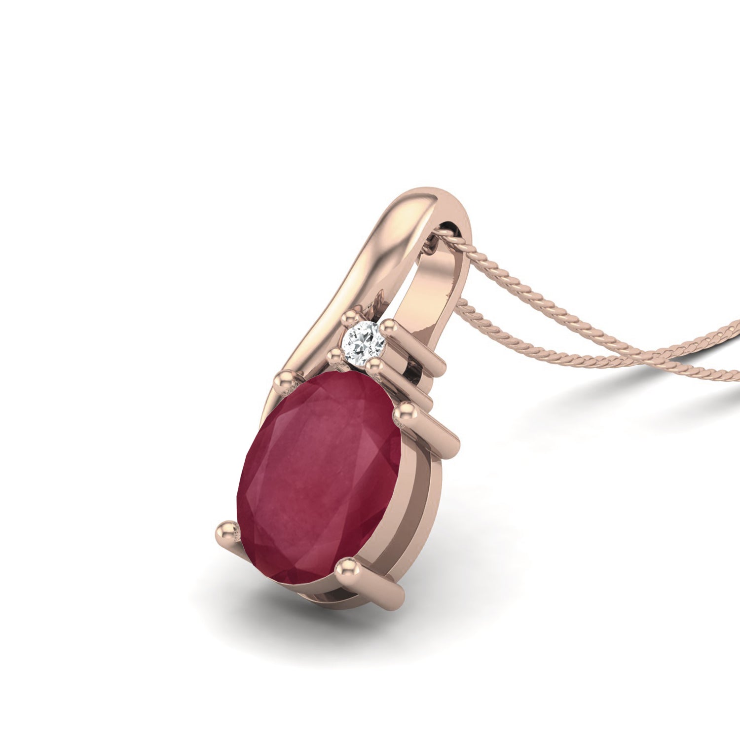 Ruby 1.60 Ct Oval Classic Accent Necklace – 14k Yellow Gold