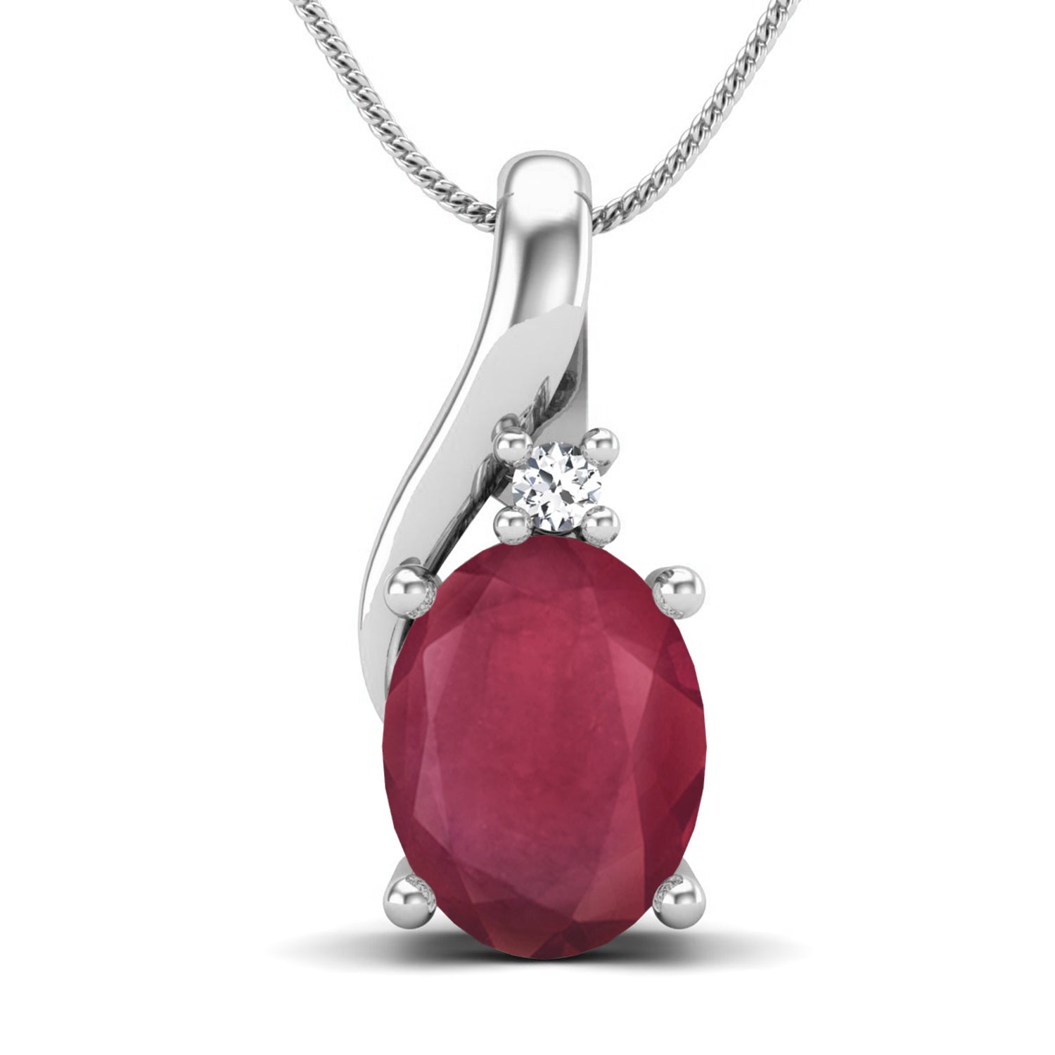 Ruby 1.60 Ct Oval Classic Accent Necklace – 14k Yellow Gold