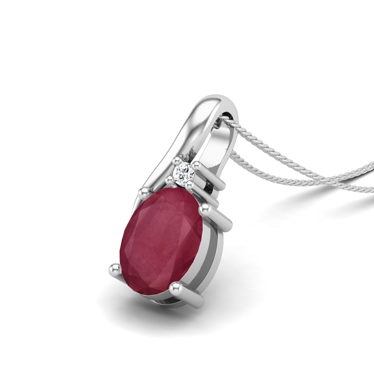 Ruby 1.60 Ct Oval Classic Accent Necklace – 14k Yellow Gold