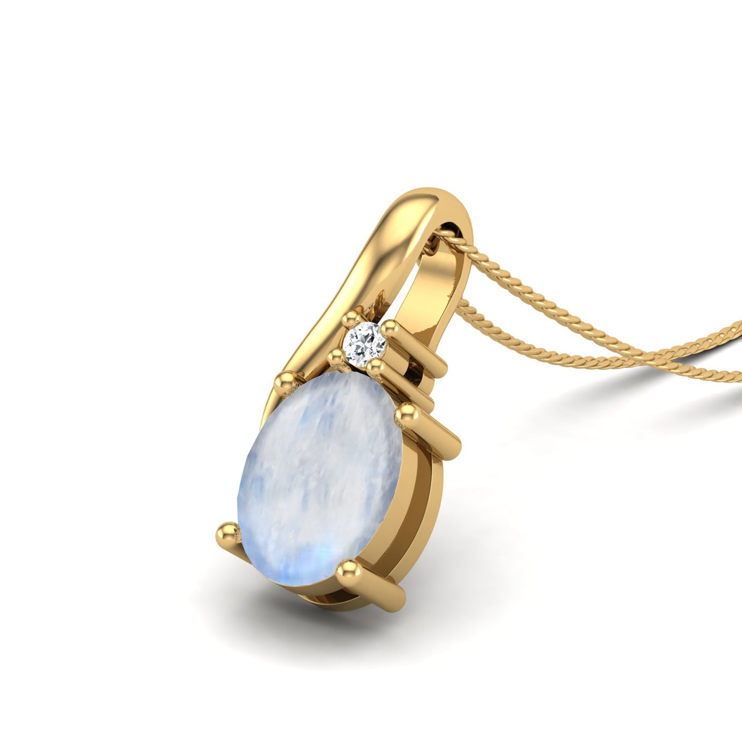 Moonstone 1.50 Ct Oval Cut with Accent Necklace – 14K Yellow Gold