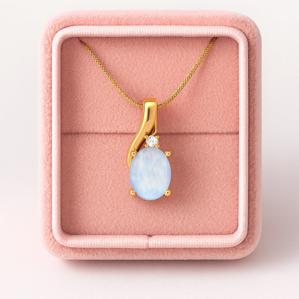 Collana con solitario in pietra di luna naturale in argento sterling 925, collana classica minimalista per donna