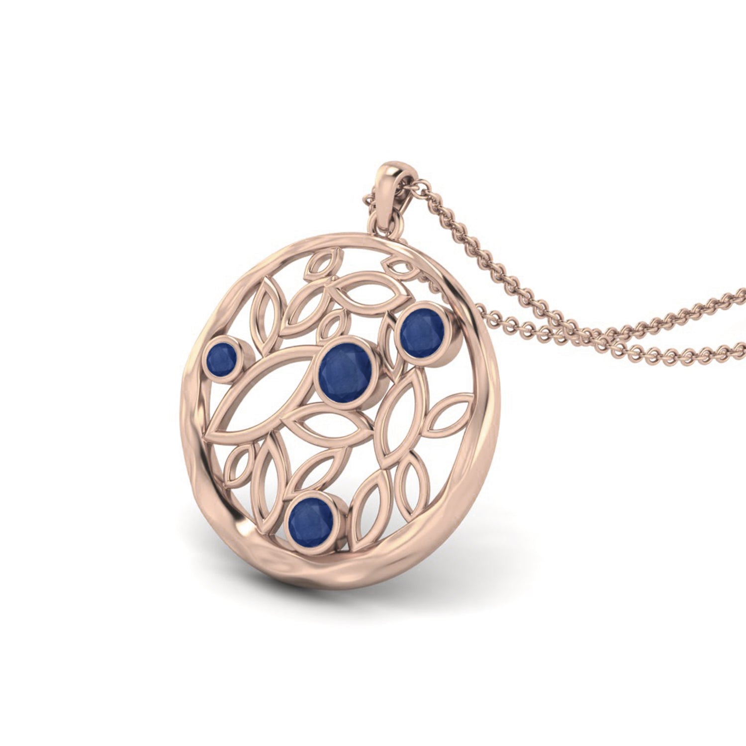 Blue Sapphire 0.50 Ct Nature-Inspired Leaf Design Pendant - 14k Yellow Gold