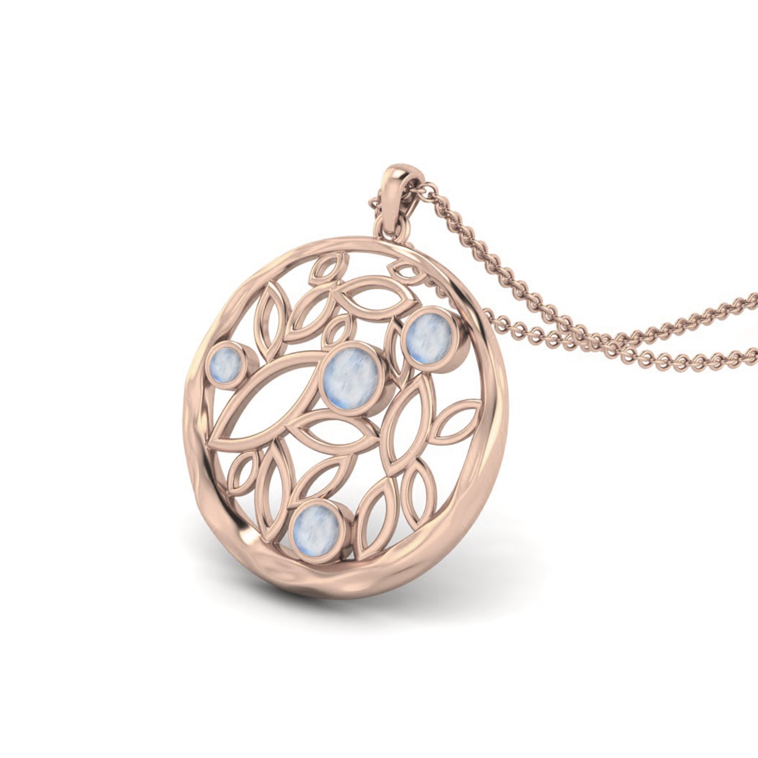 Moonstone 0.95 Ct Round Nature-Inspired Necklace – 14K Yellow Gold