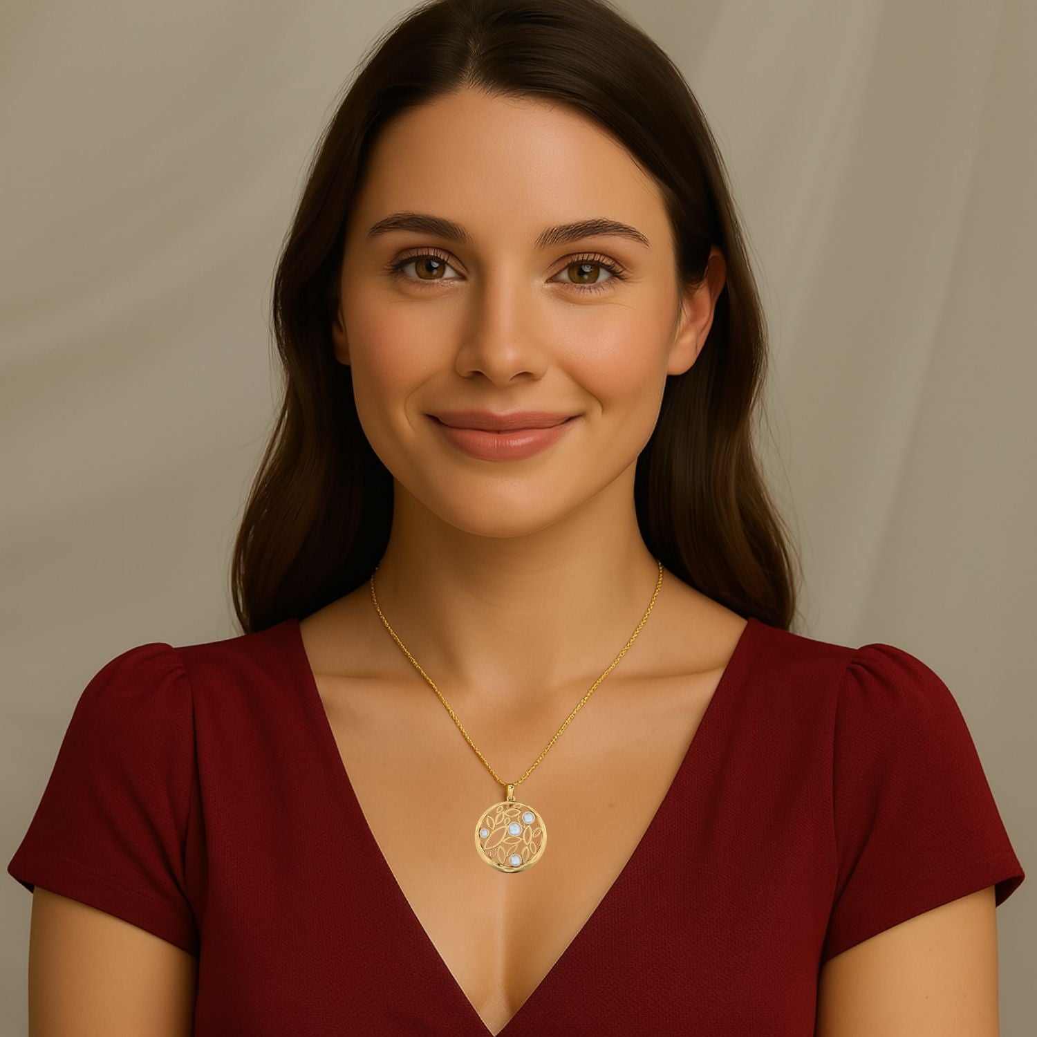 Moonstone Leaf Filigree Pendant - Sterling Silver